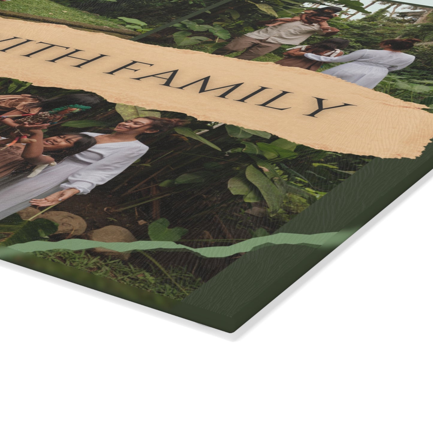 Moments with Family Photo Collage Glass Cutting Board – Personalized Family Memory Keepsake
