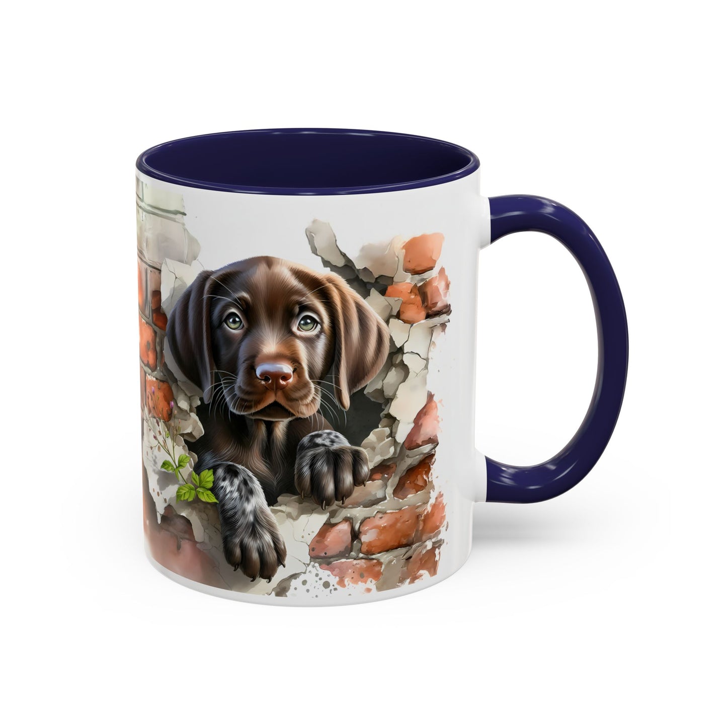 🐶🍫 Chocolate Lab Puppy Accent Mug – Sweet Brown Pup Coffee Cup ☕💛