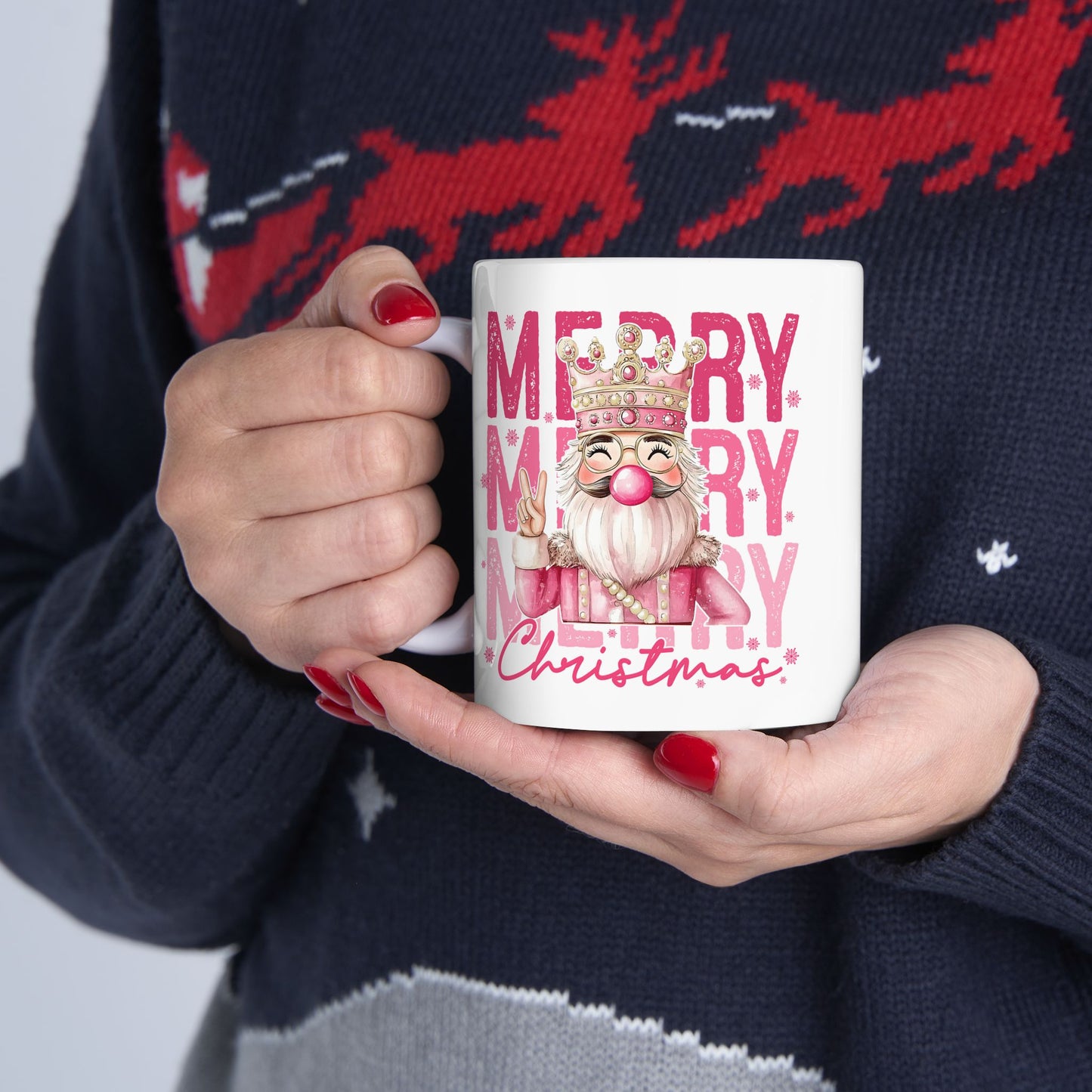 🎅💖 Pink Santa Christmas Mug – Merry Vibes with a Sparkly Twist 🎄✨