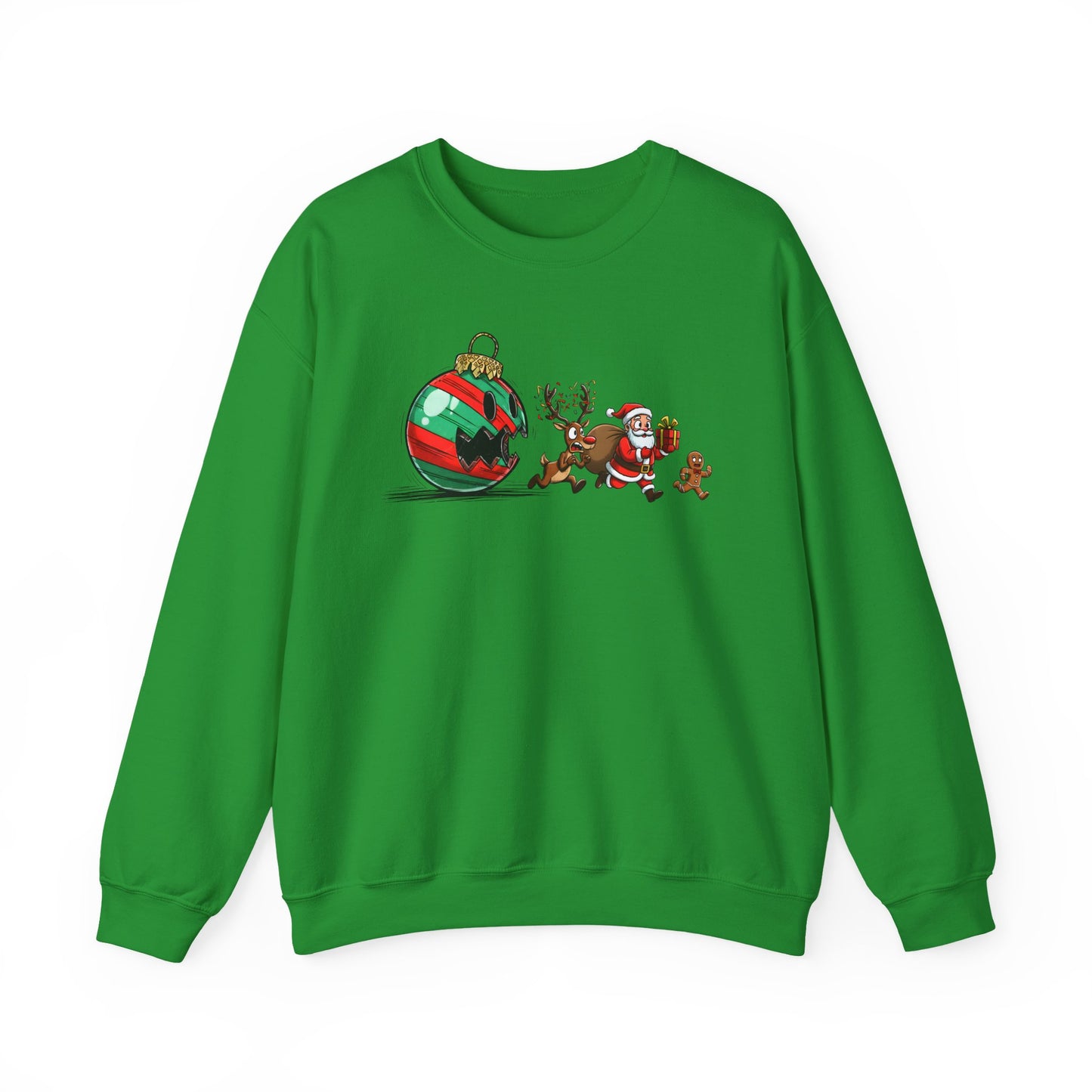 🎄🎅 Santa’s Great Ornament Escape Sweatshirt – Funny Christmas Crewneck for Holiday Laughs
