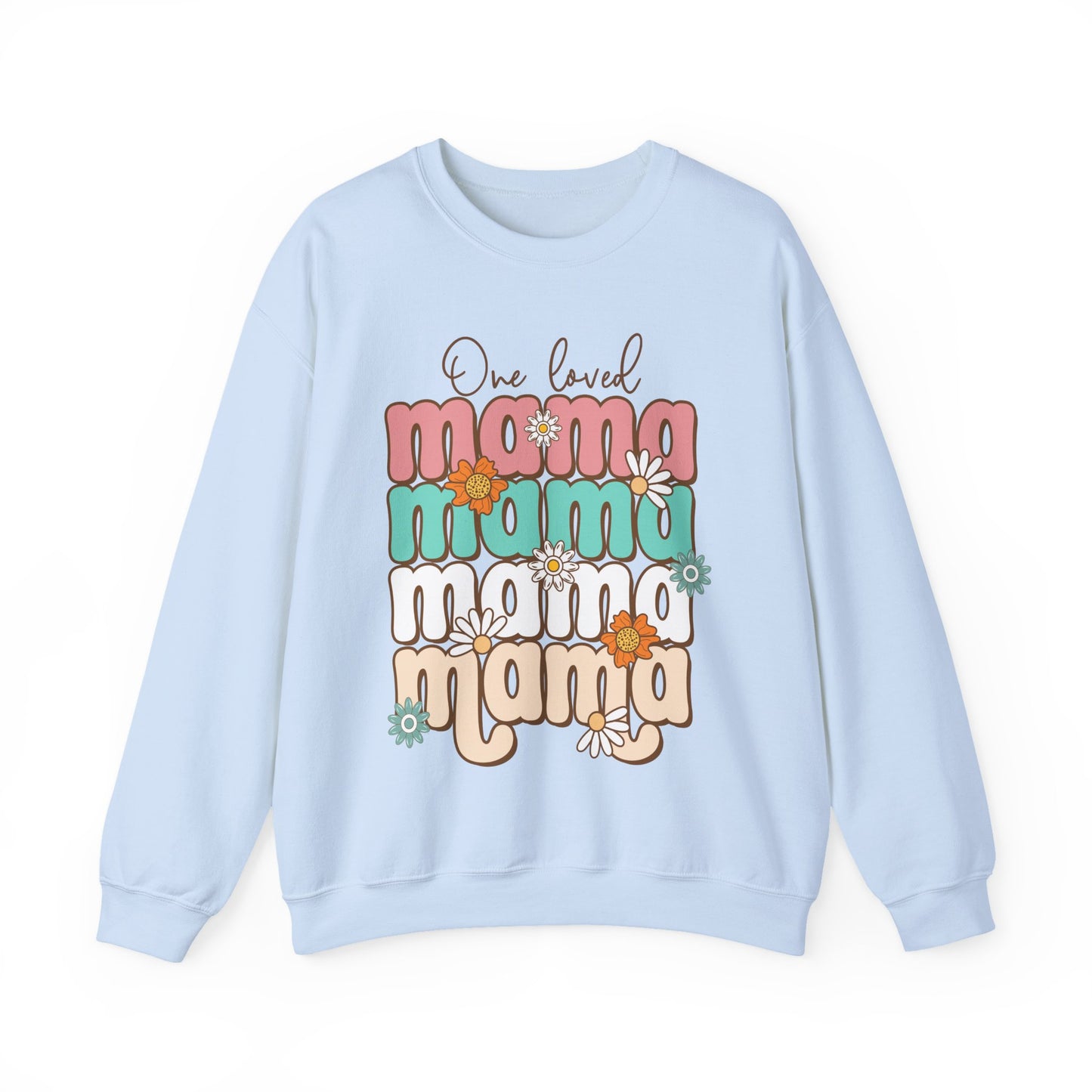 🌼💖 One Loved Mama Sweatshirt – Retro Floral Motherhood Crewneck