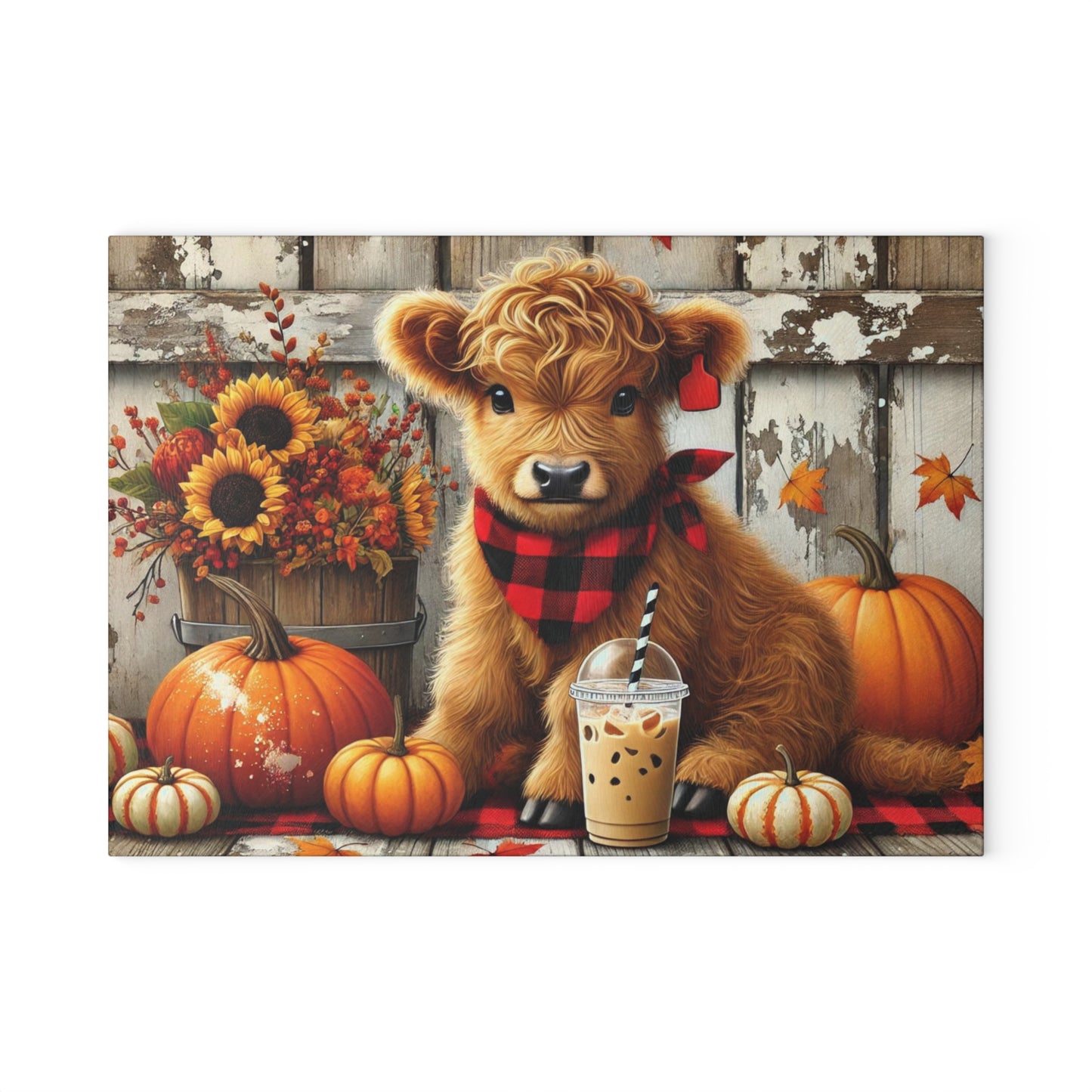 🐮 Pumpkin Patch Calf Cutting Board – Cozy Autumn Charm for Your Kitchen
