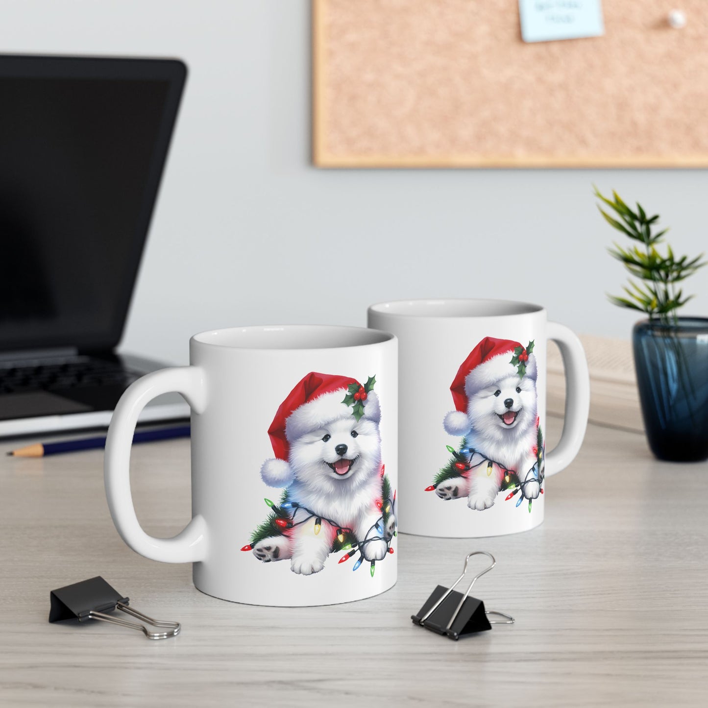 ☃️ American Eskimo Christmas Mug – Fluffy Holiday Cheer in a Santa Hat 🎄
