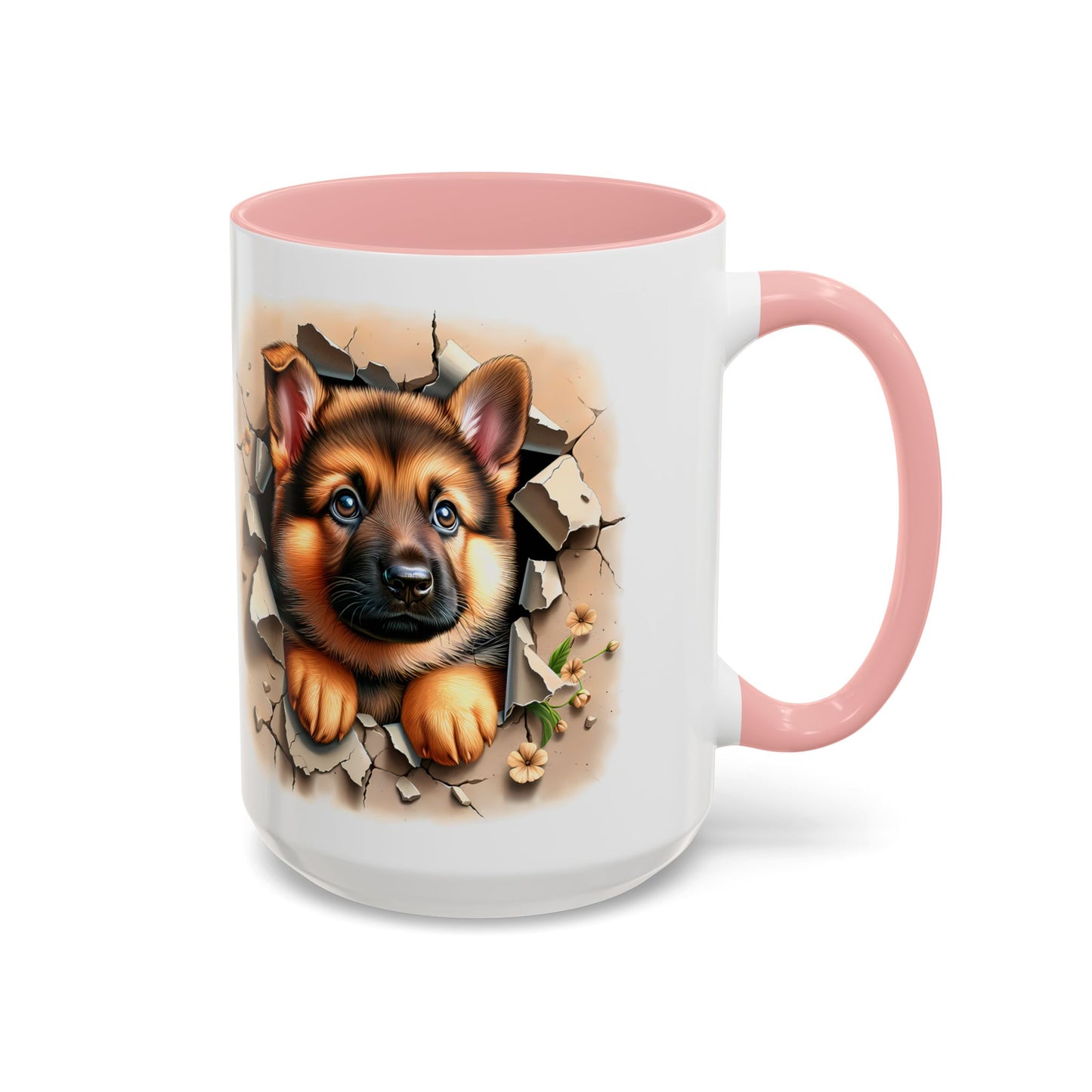 🐾☕ German Shepherd Puppy Peek Accent Mug – Loyal Pup Lover Gift ✨🖤