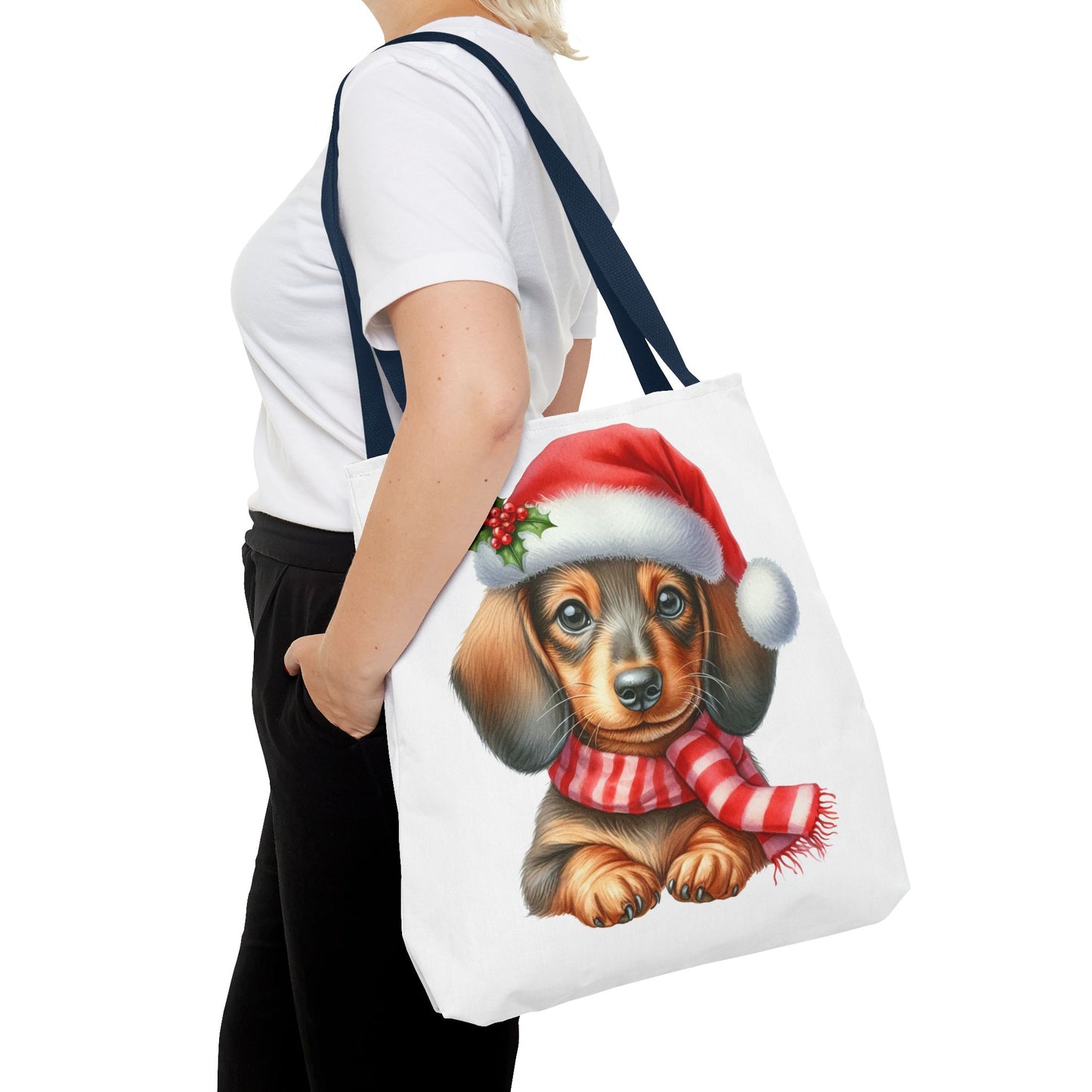 🎄 Dachshund Christmas Tote Bag – Festive Holiday Charm for Dog Lovers 🐾🎅