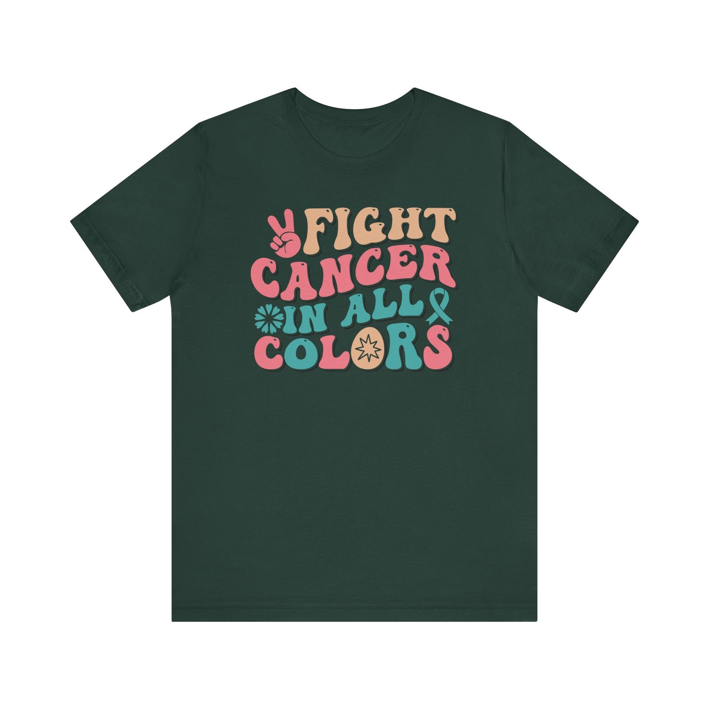 🌈✊ Fight Cancer in All Colors T-Shirt – Bold Retro Awareness Tee for Every Ribbon 🎗️