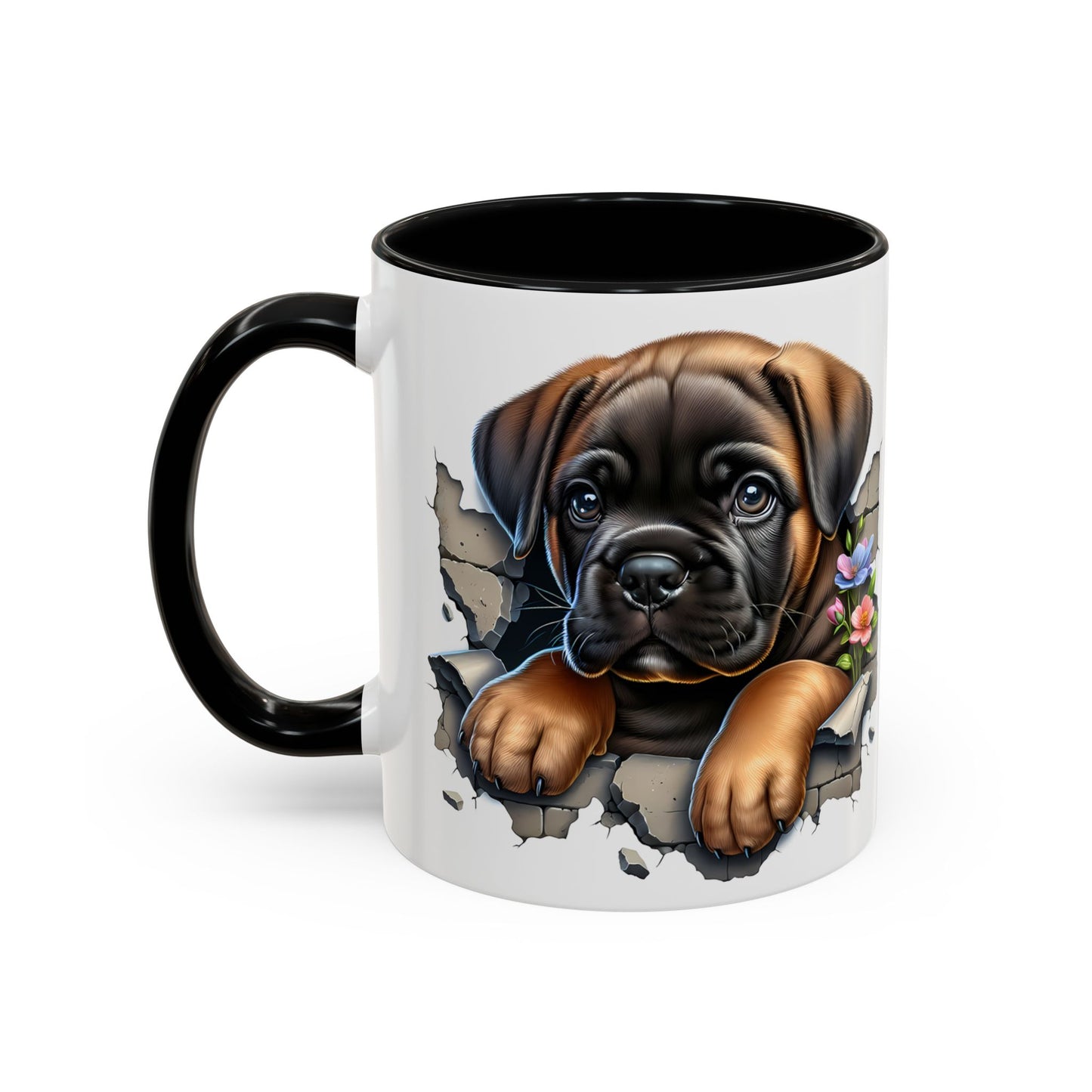 🧡 Boxer Puppy Accent Mug – Adorable Peek-Through Cup for Dog Lovers