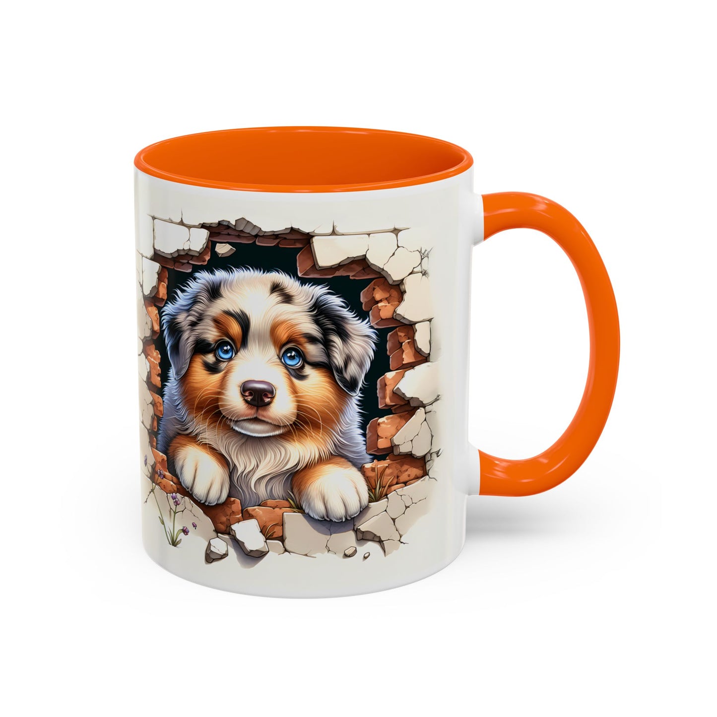🐾☕ Australian Shepherd Puppy Peek Accent Mug – Blue-Eyed Beauty Dog Lover Gift ✨💙