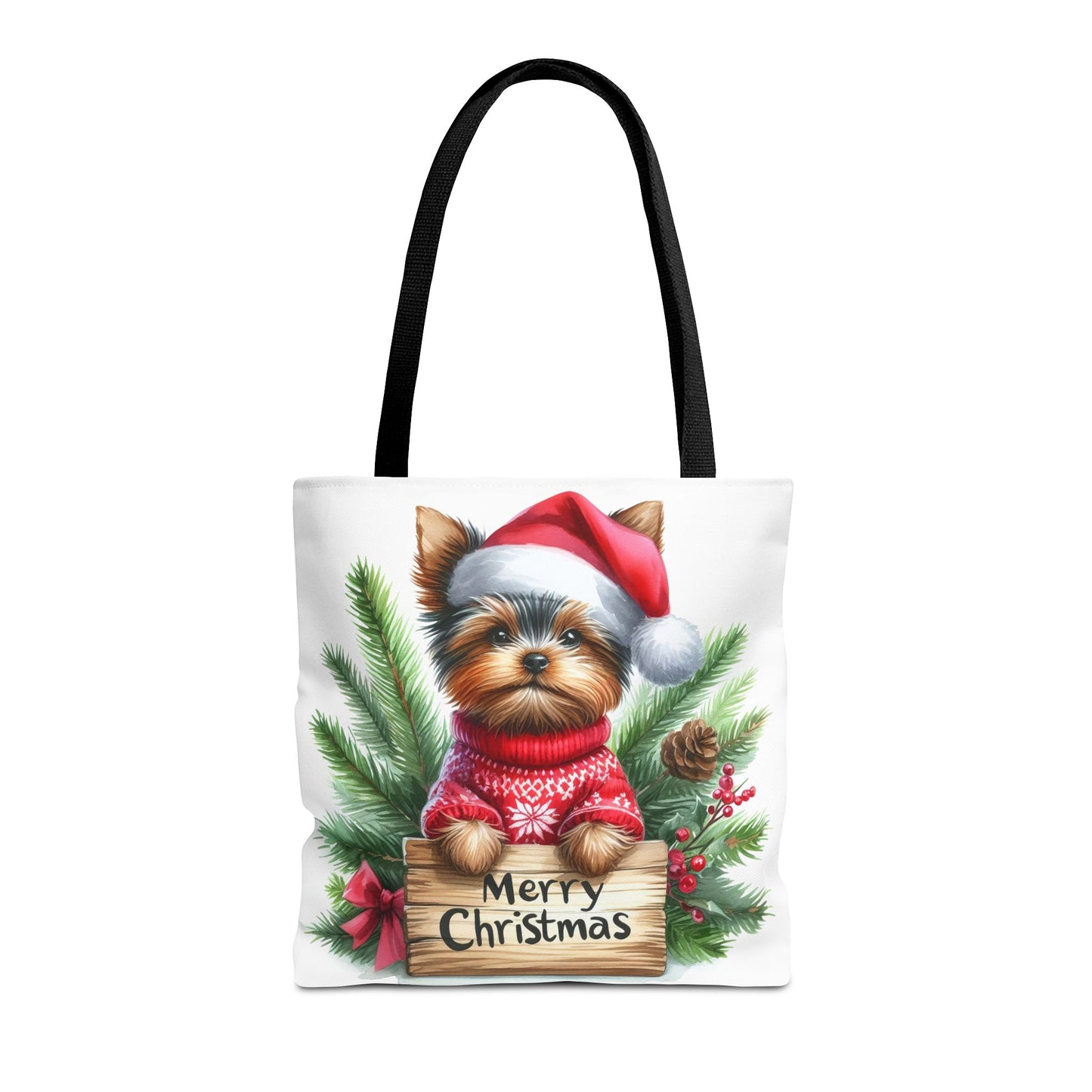 📦🐶 Yorkie Christmas Tote Bag – Tiny Terrier Holiday Charm in Every Carry 🎄