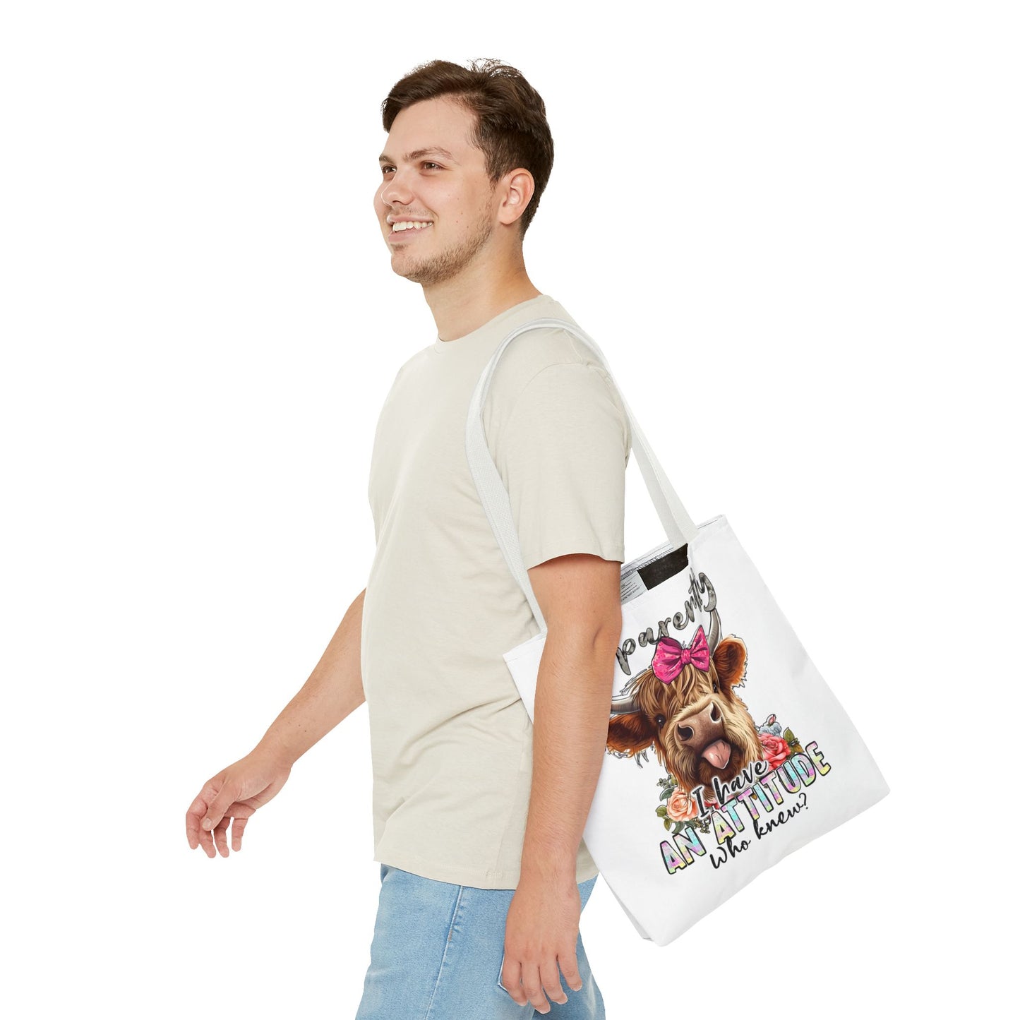 🐄 Al parecer, tengo actitud: bolso tote Sassy Cow con lazo rosa 🌸