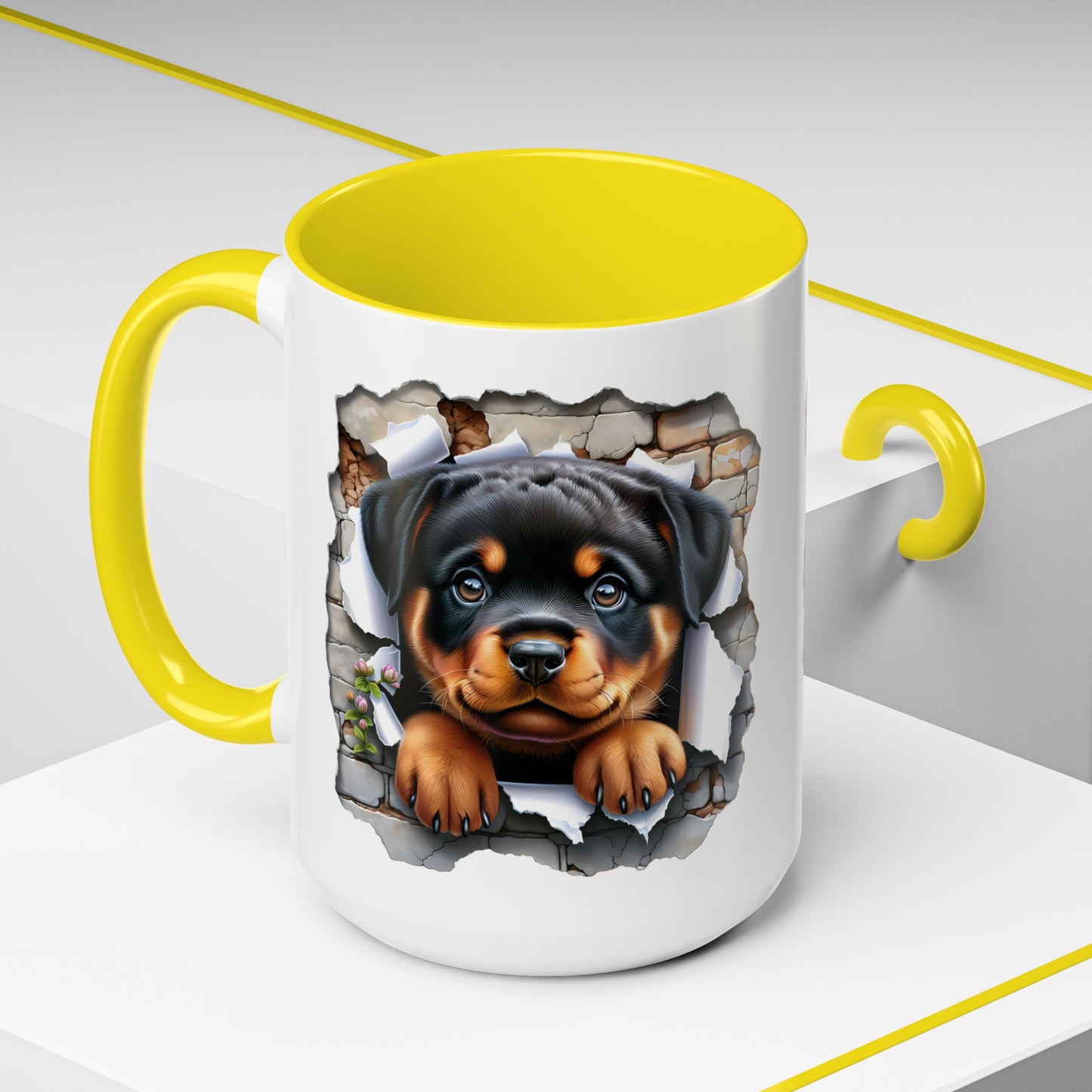 🐾☕ Rottweiler Puppy Accent Mug – Sweet Breakthrough Pup Design ✨