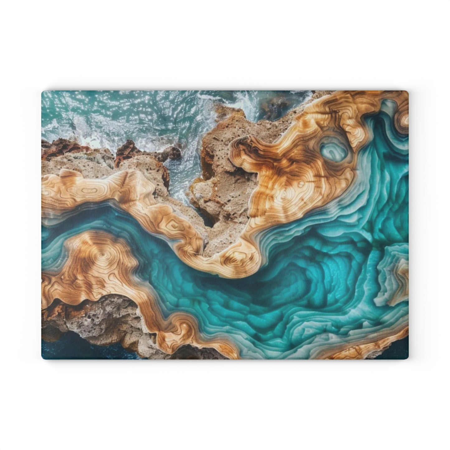 🌊✨ “Ocean Drift” Glass Cutting Board – Coastal Calm for Your Kitchen