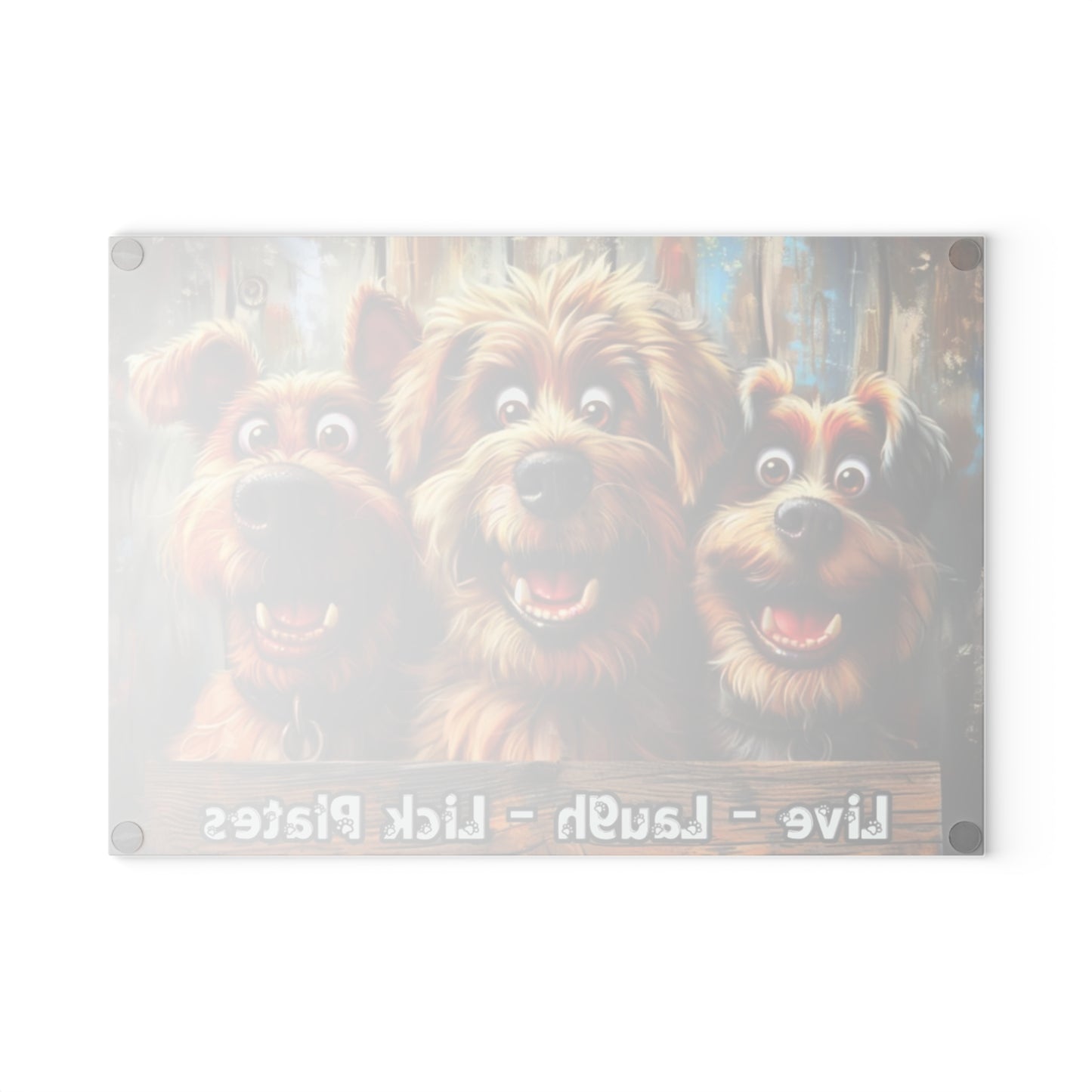 🐾🐕 “Happy Pups Kitchen Board” Glass Cutting Board – Cheerful Decorative Kitchen Accent