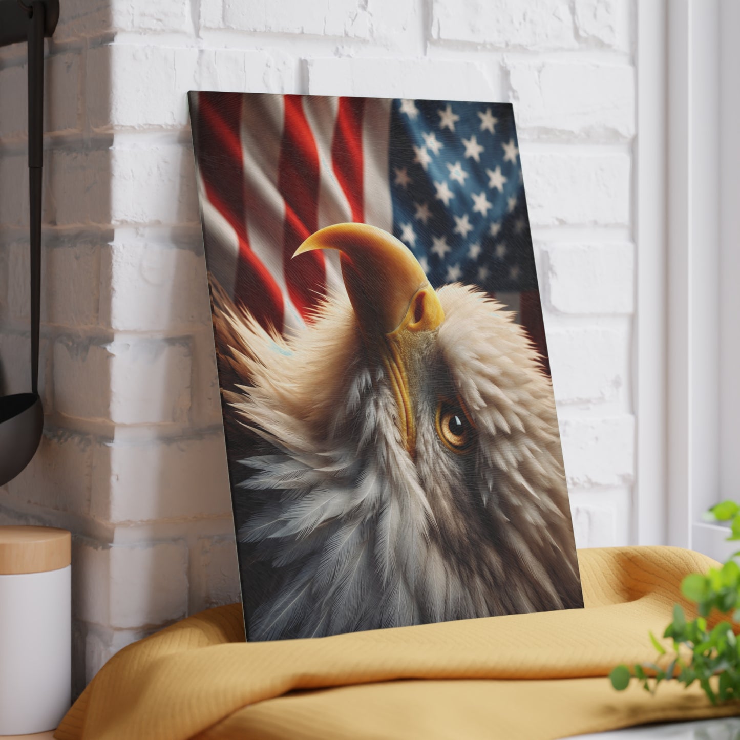 American Bald Eagle Glass Cutting Board – Patriotic Wildlife Kitchen Art & Display Board
