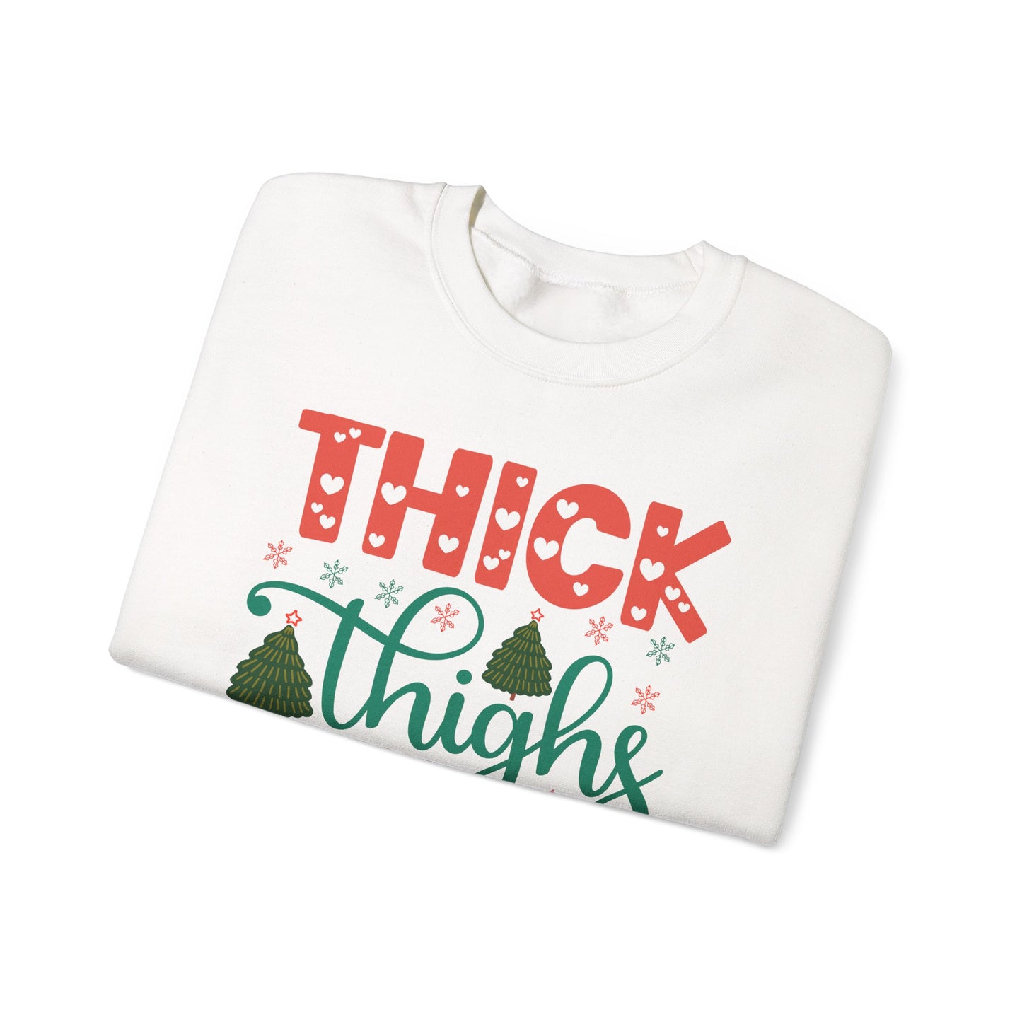 🎄💖 Thick Thighs & Christmas Vibes Crewneck – Cute, Confident & Cozy
