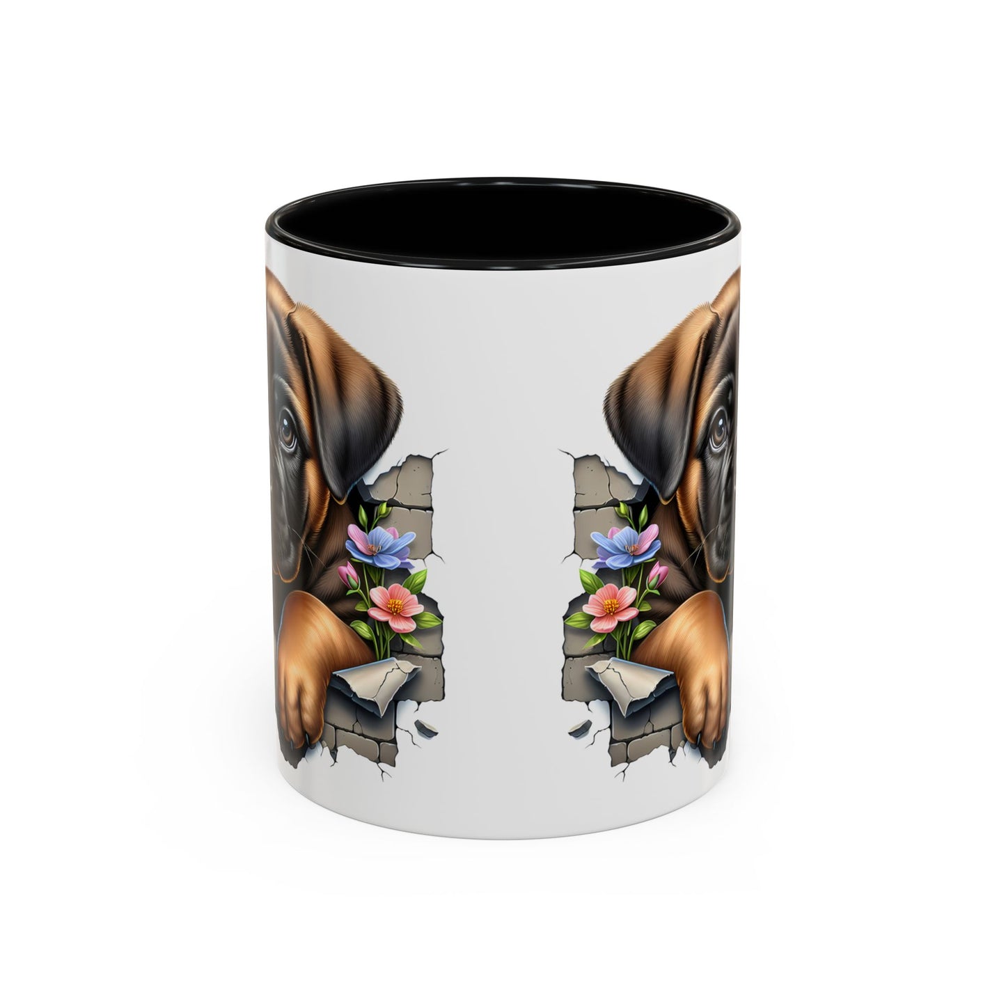 🧡 Boxer Puppy Accent Mug – Adorable Peek-Through Cup for Dog Lovers