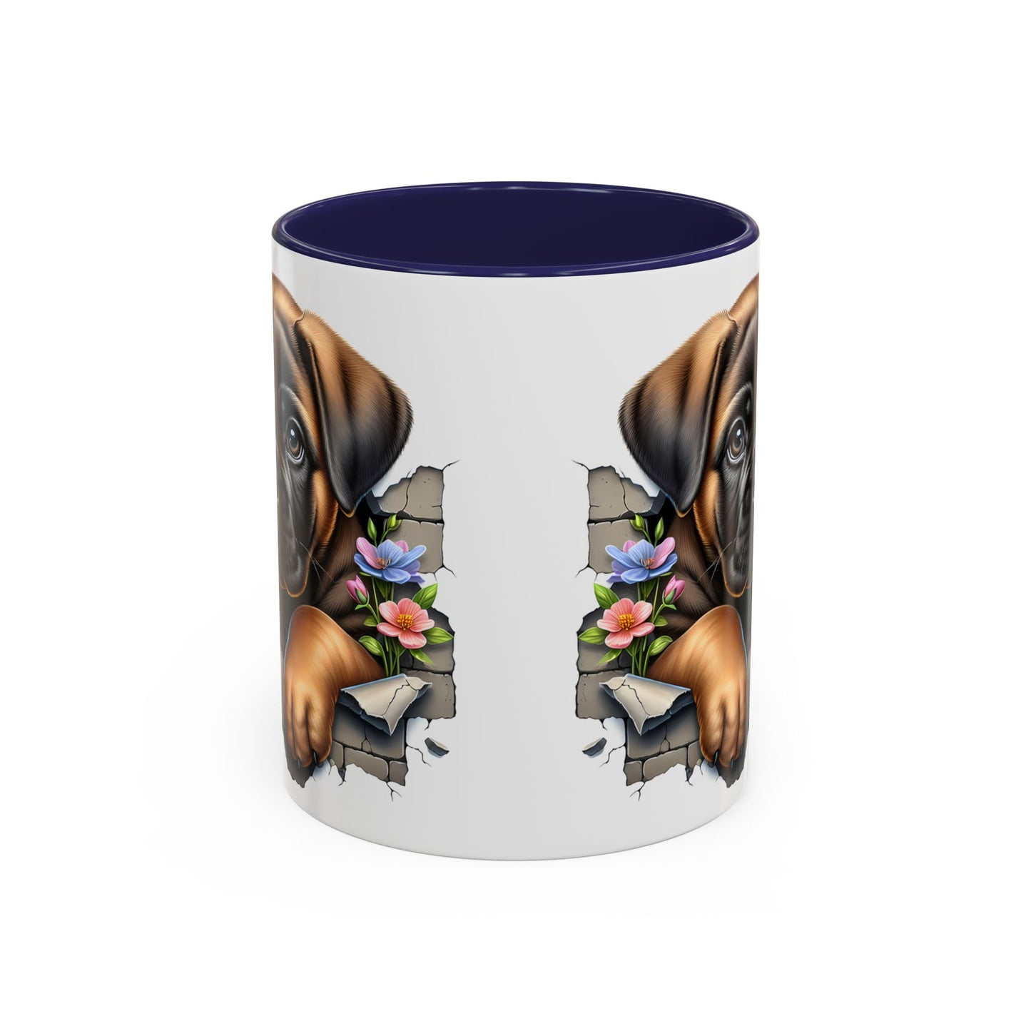 🧡 Boxer Puppy Accent Mug – Adorable Peek-Through Cup for Dog Lovers