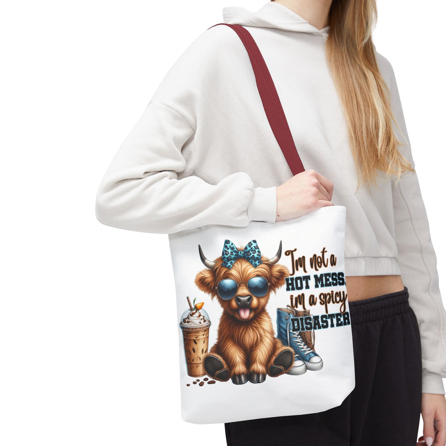 Bolsa de tela Highland Cow: «No soy un desastre picante, soy un desastre picante».