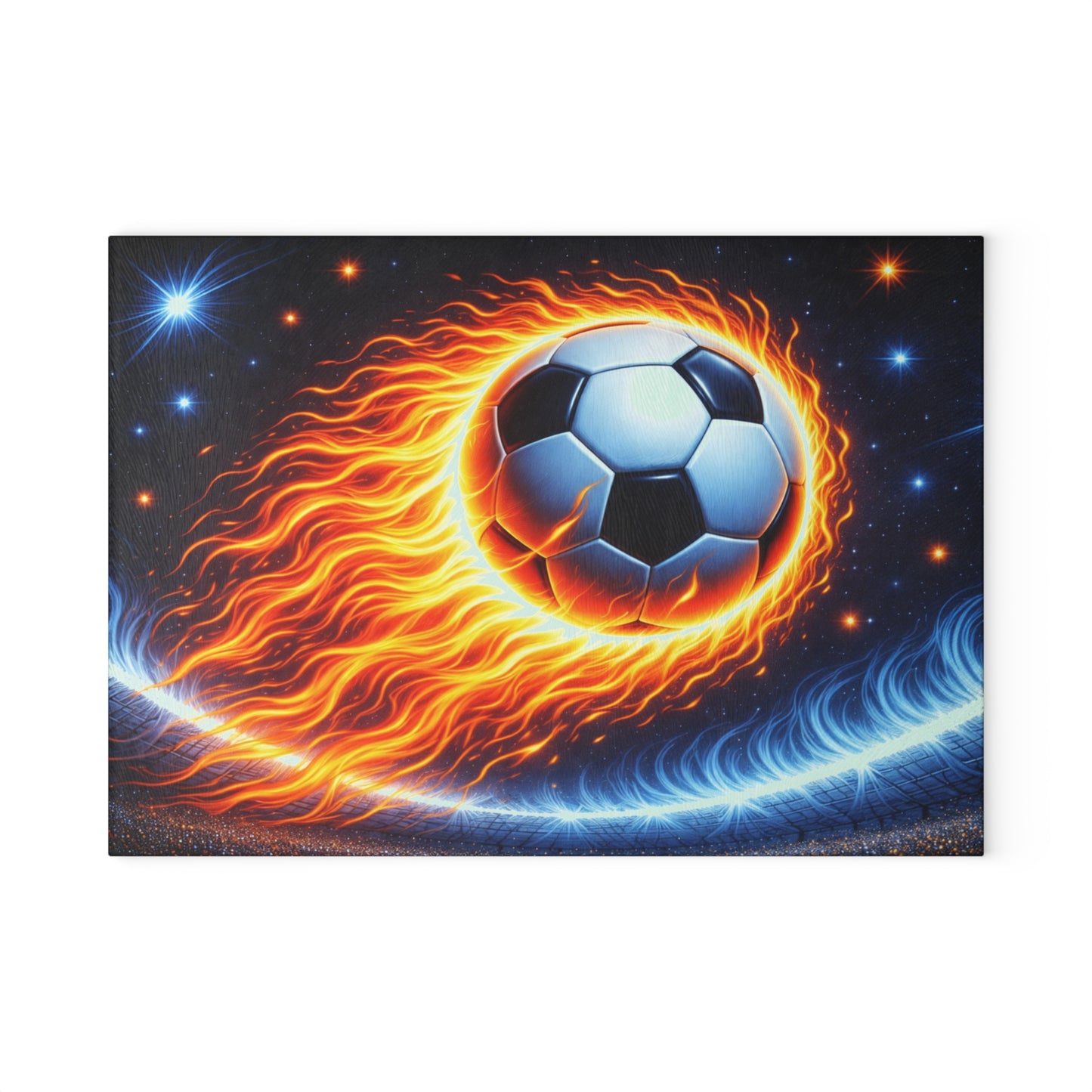 Fiery Soccer Ball Cutting Board – Game Day Heat for Your Kitchen