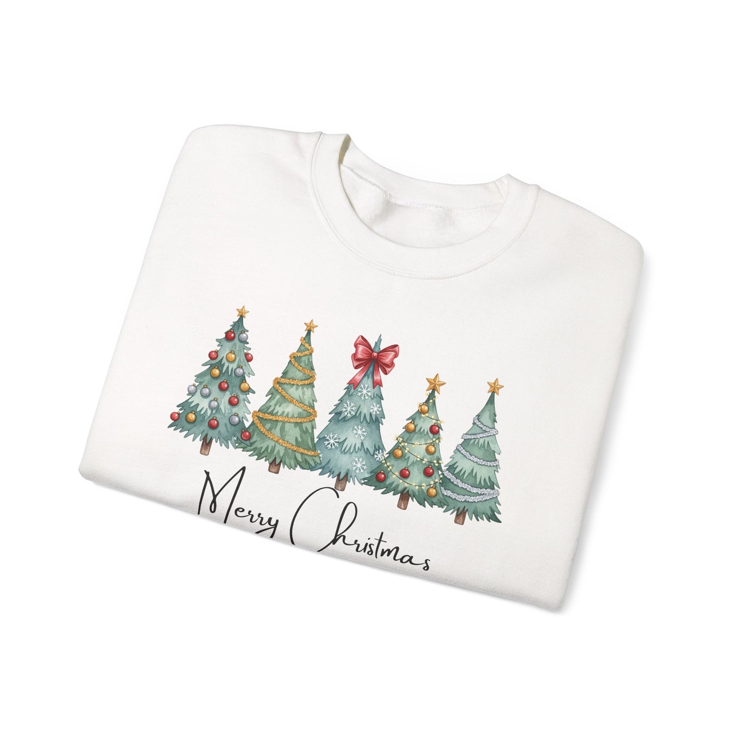 🎄✨ Merry Christmas Trees Sweatshirt – Bold Patterns & Festive Cheer