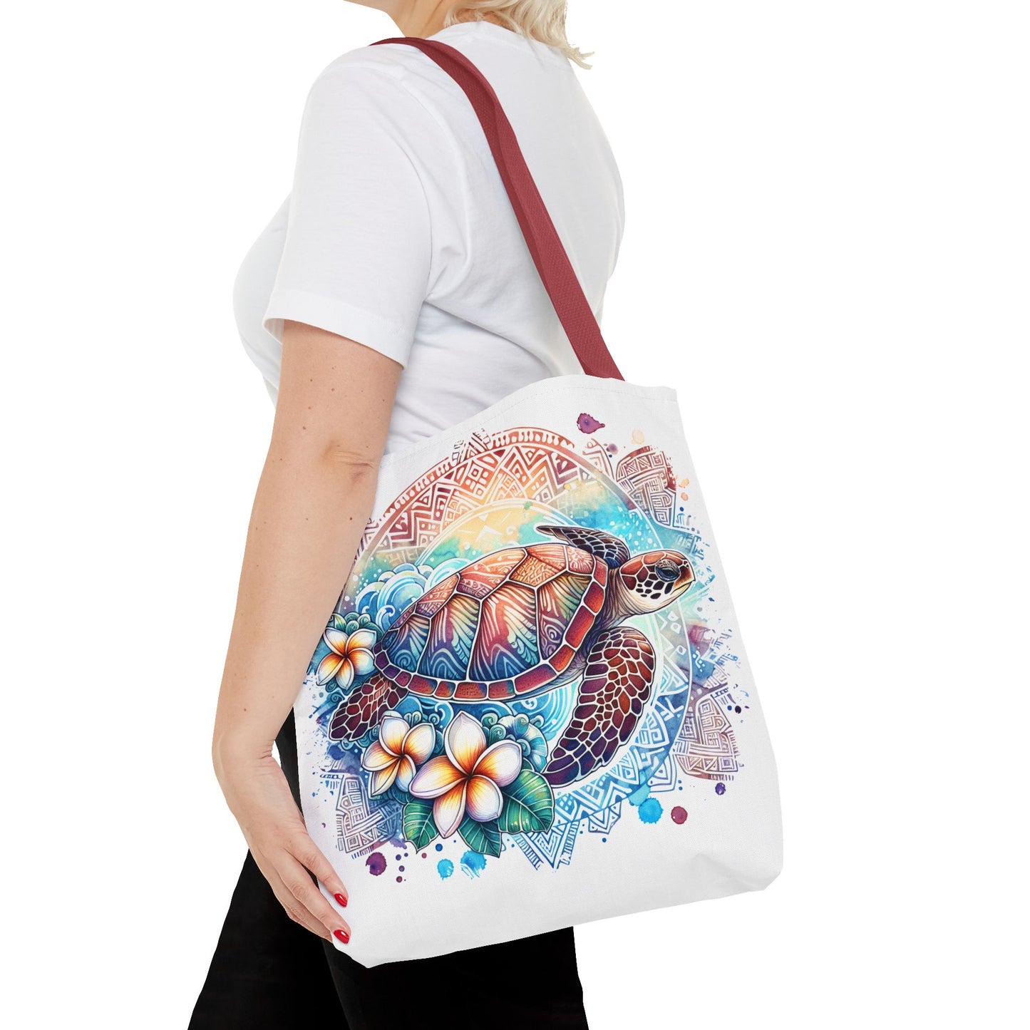 🐢 Vibrant Tribal Sea Turtle Tote Bag – Ocean Beauty Meets Island Vibes 🌊👜