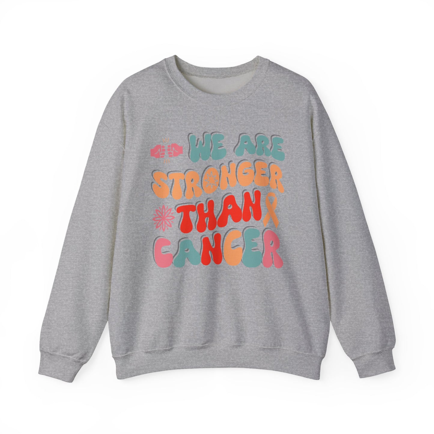 💪🌸 We Are Stronger Than Cancer Sweatshirt – Retro Breast Cancer Awareness Crewneck