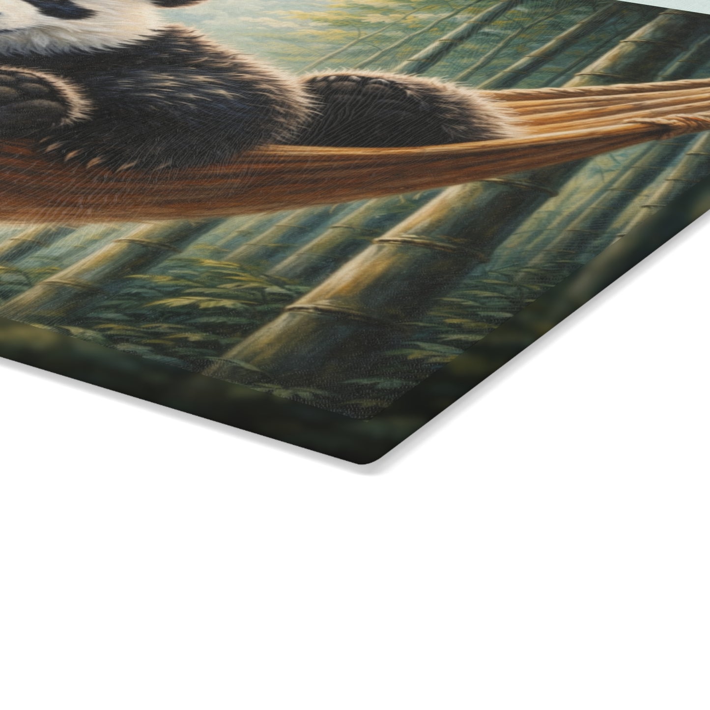 Sleeping Panda in Bamboo Forest Glass Cutting Board – Peaceful Wildlife Nature Artwork