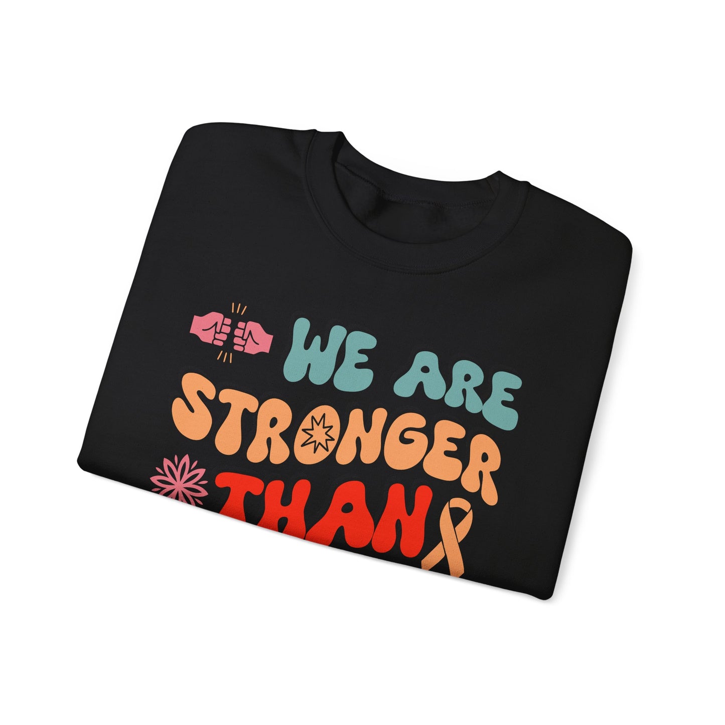💪🌸 We Are Stronger Than Cancer Sweatshirt – Retro Breast Cancer Awareness Crewneck