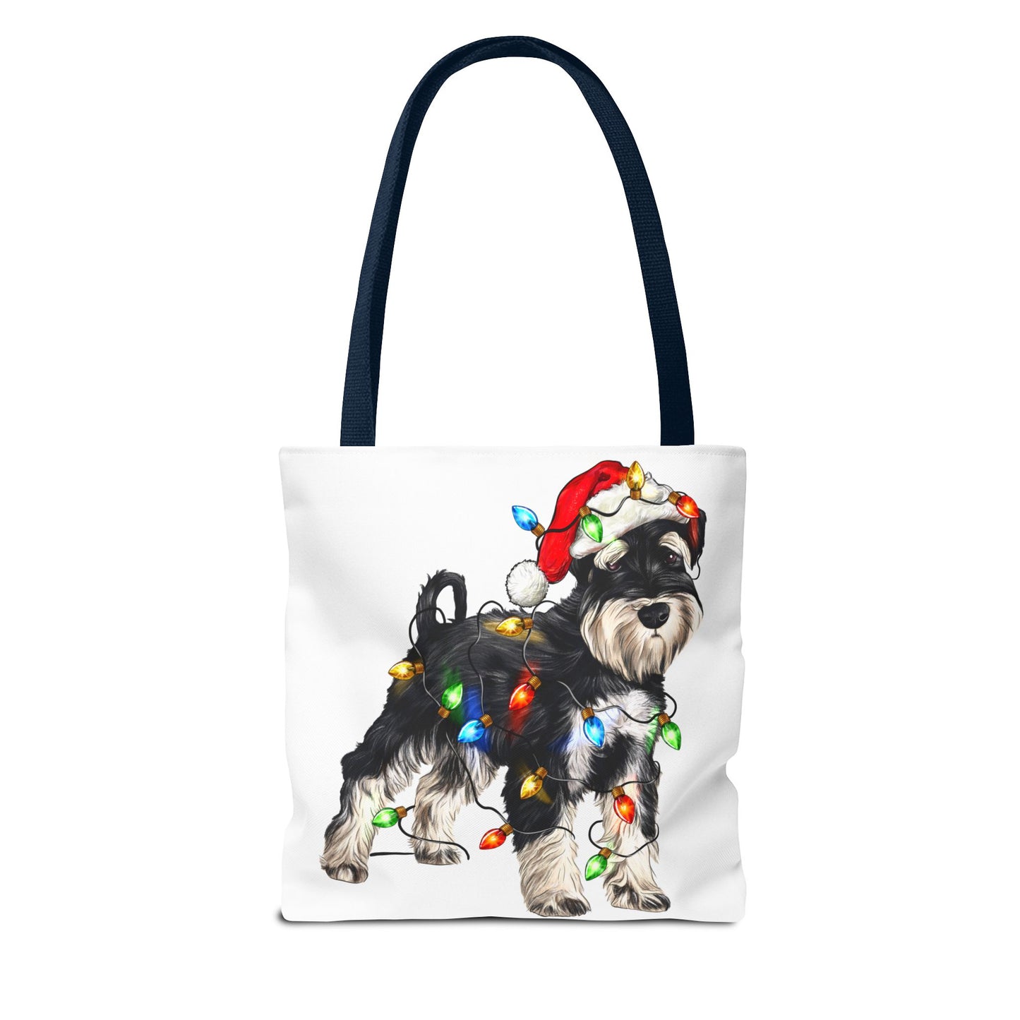 🎄 I Love My Schnauzer Tote Bag – Christmas Lights & Holiday Woofs 🐾