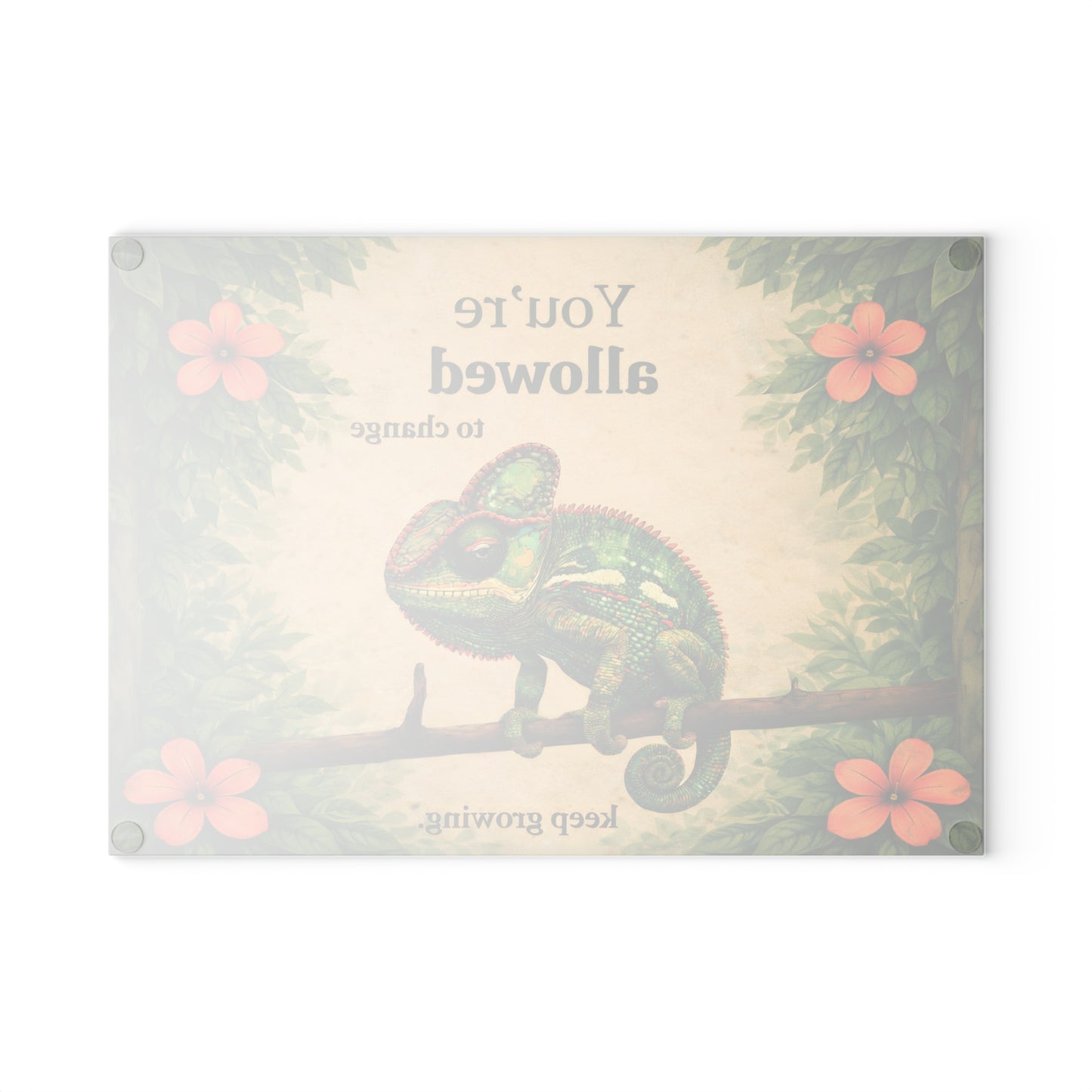 You’re Allowed to Change Glass Cutting Board – Inspirational Chameleon Garden Art Kitchen Decor