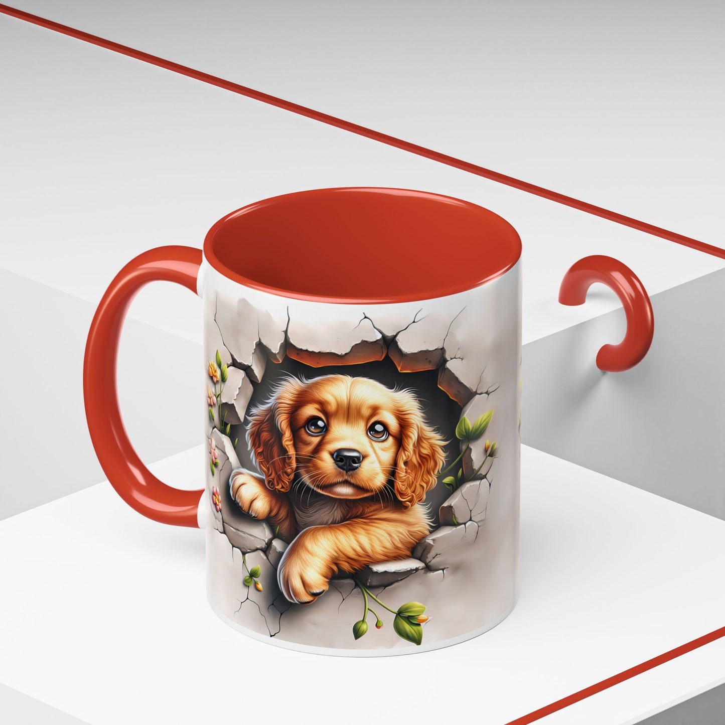 🐾 Cocker Spaniel Puppy Accent Mug – Sweet Fluffy Pup Coffee Cup ☕🤎