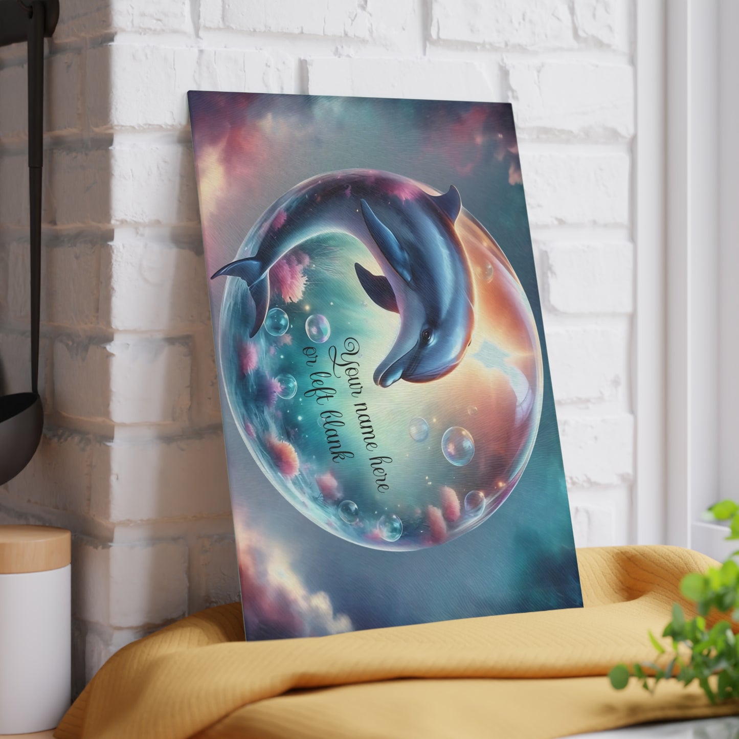 Tabla de cortar con diseño de delfín, vidrio templado con vibrantes escenas de delfines, regalo para chef, regalo para ella, regalo de boda o inauguración de la casa.