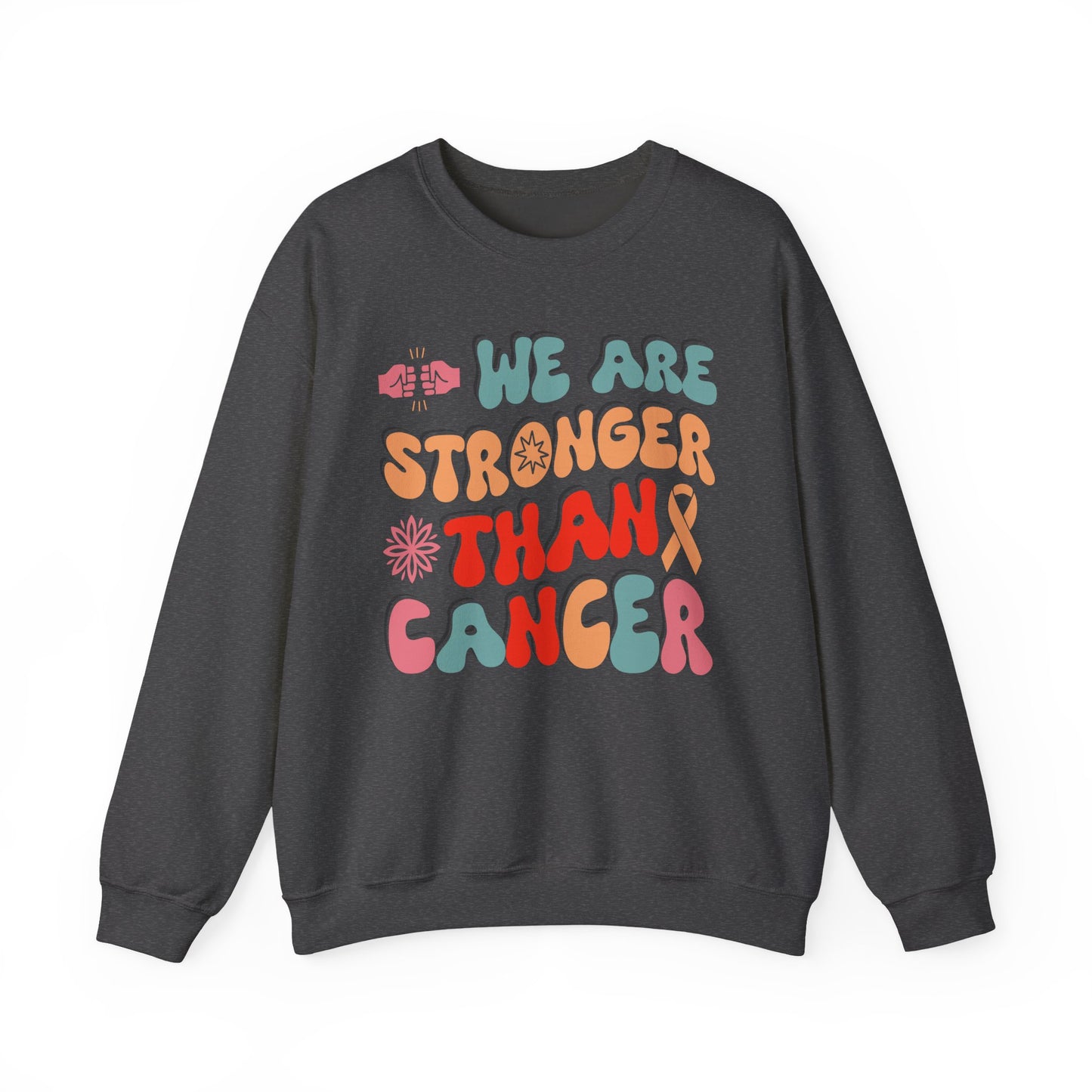 💪🌸 We Are Stronger Than Cancer Sweatshirt – Retro Breast Cancer Awareness Crewneck