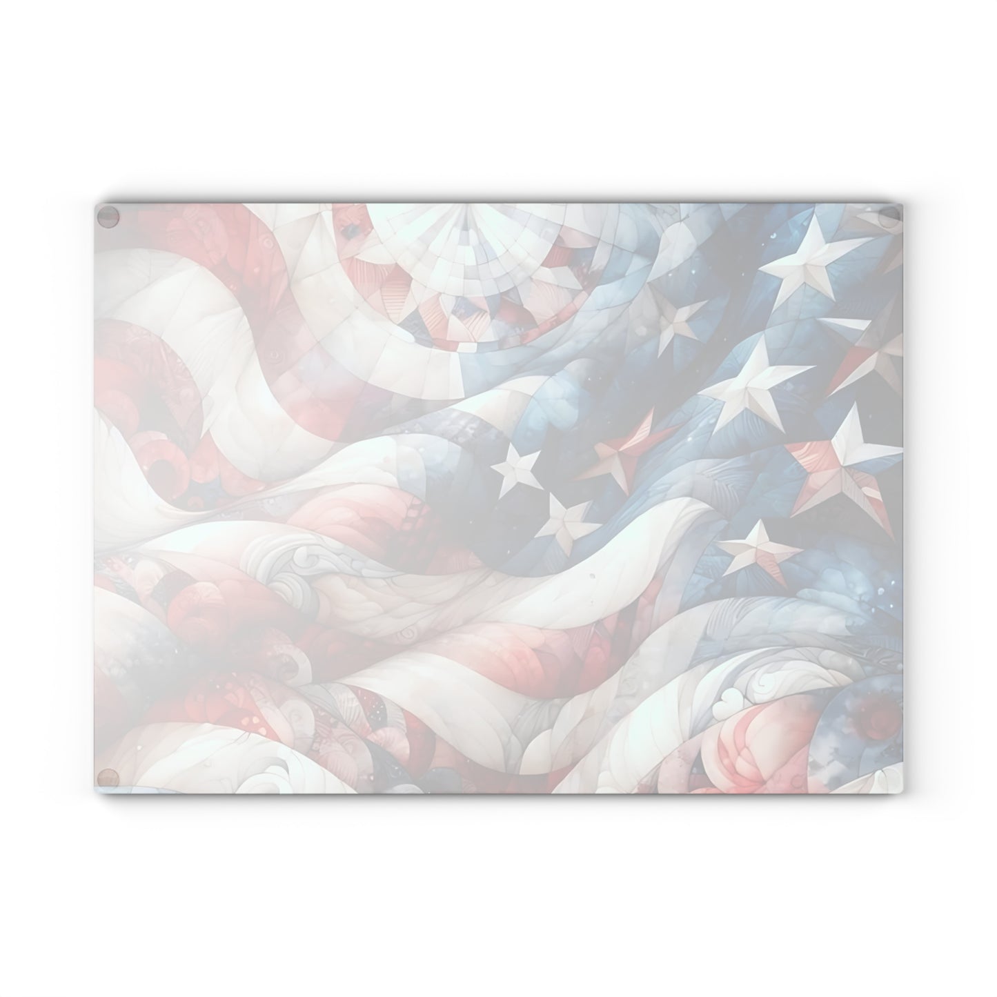4th of July Quilt Glass Cutting Board – Patriotic Charm Meets Function
