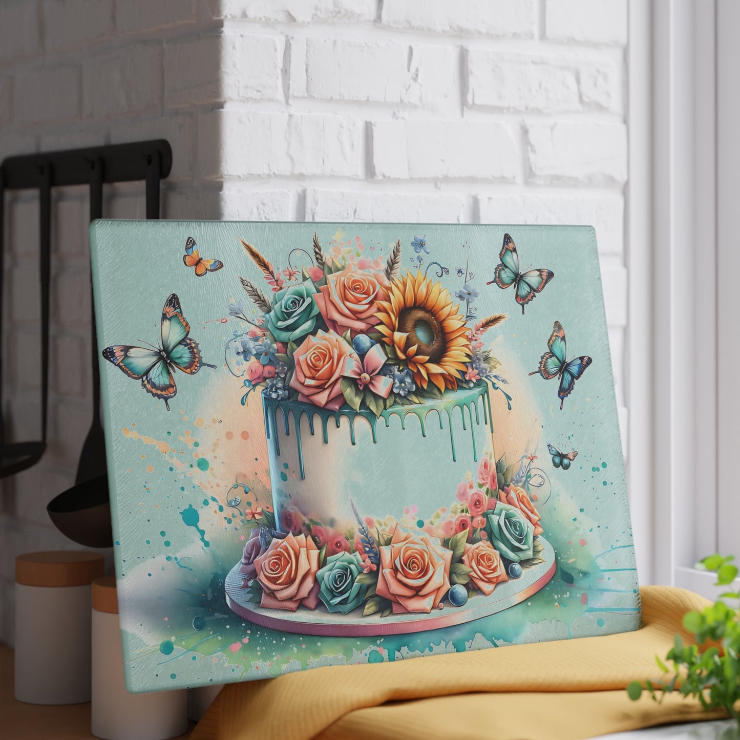🎂🌸 Floral Celebration Cake Cutting Board – Personalized Birthday & Anniversary Gift 🦋✨