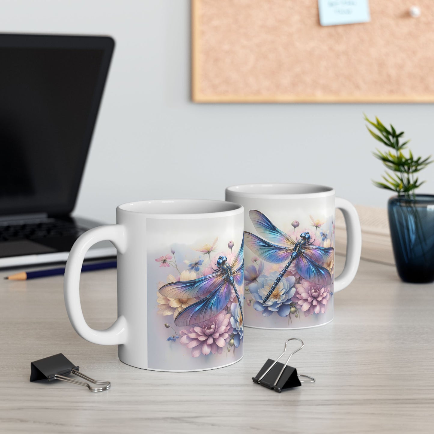 🧚‍♀️ Sueños de Libélula Pastel – Elegante envoltorio floral para taza de café ☕