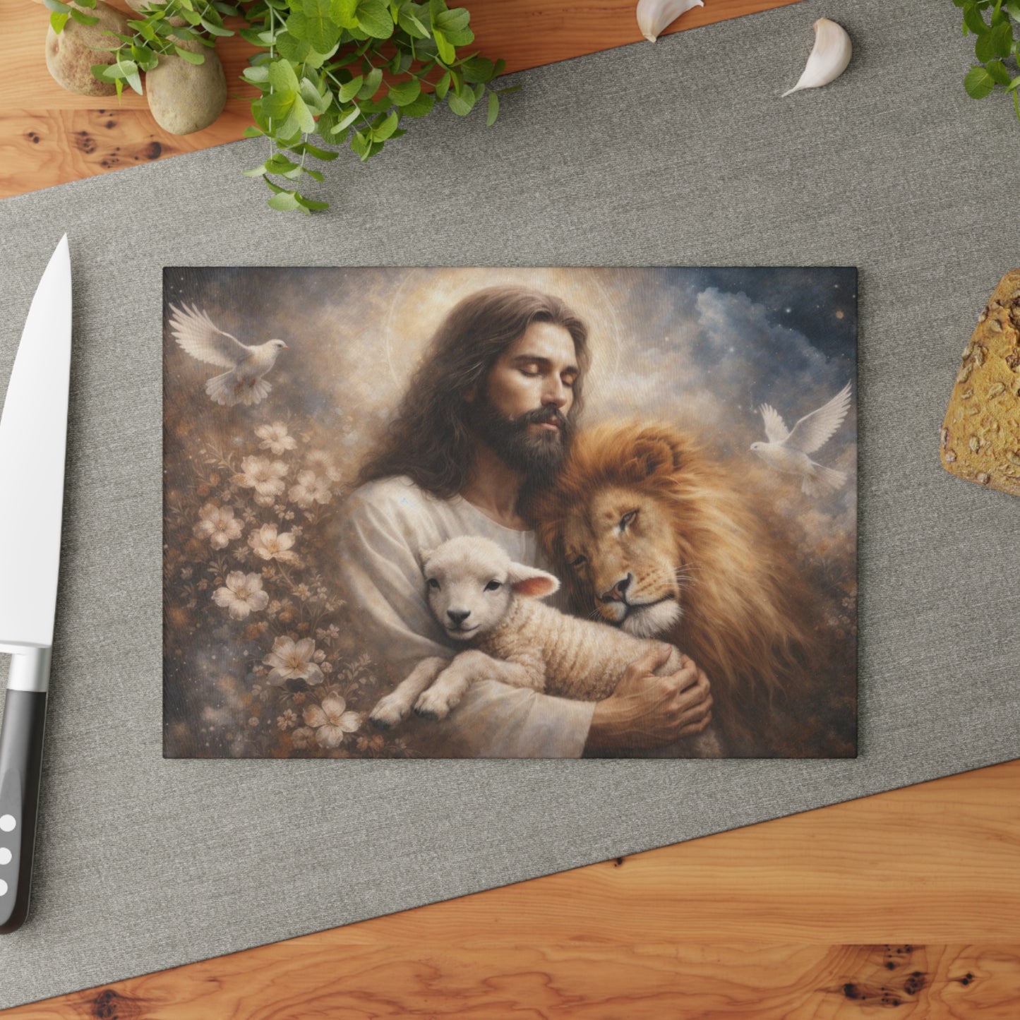 Jesus Cutting Board, Tempered Glass Cutting Board, Charcuterie Board, Chopping Board, Housewarming Gift, Custom cutting board