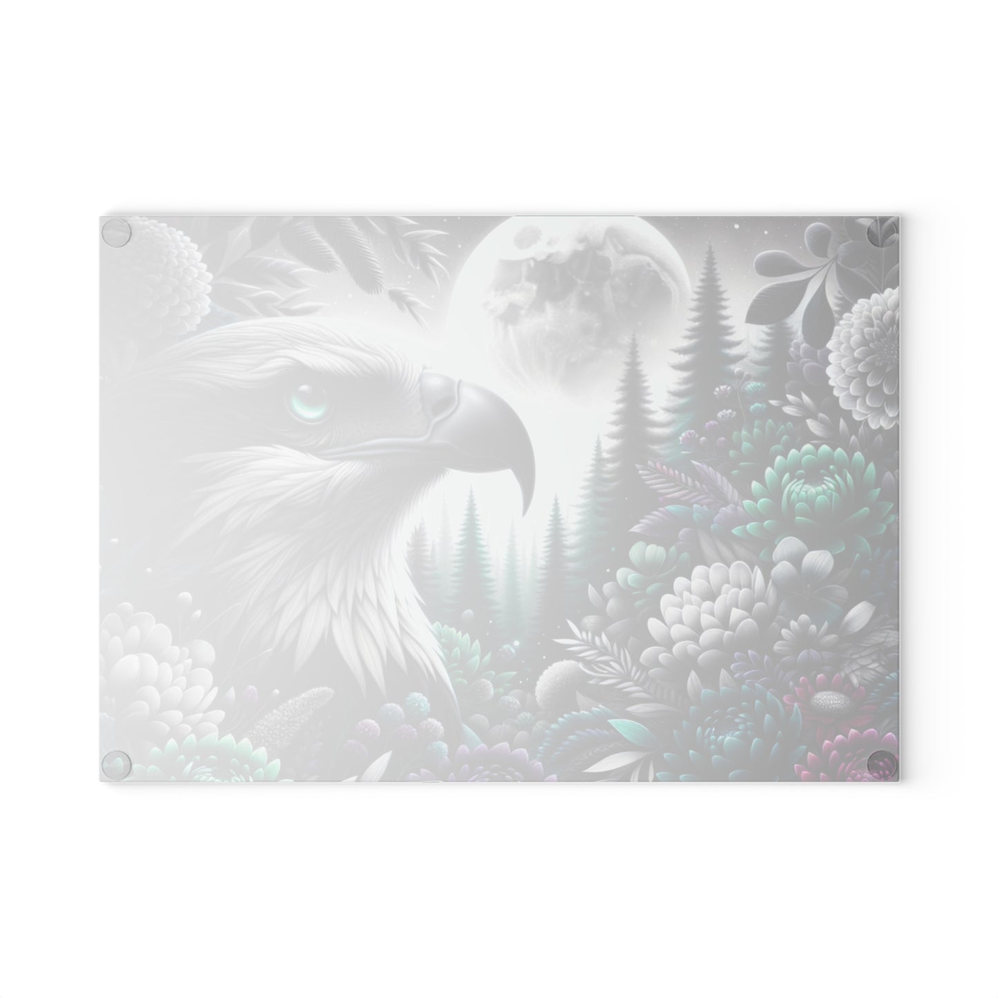🦅🌕 “Midnight Moon Eagle” Glass Cutting Board – Bold, Modern Wild Beauty for Your Kitchen