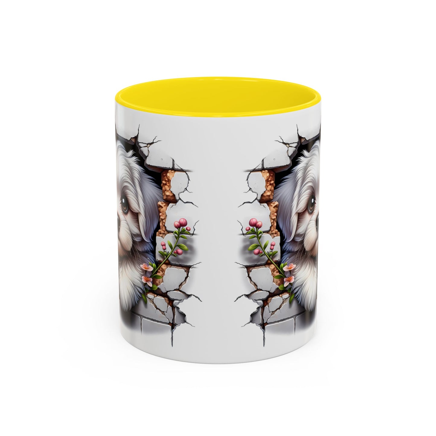 🎀🐶 Maltese Puppy Accent Mug – Cute Peek-Through Dog Design for Animal Lovers ☕💖