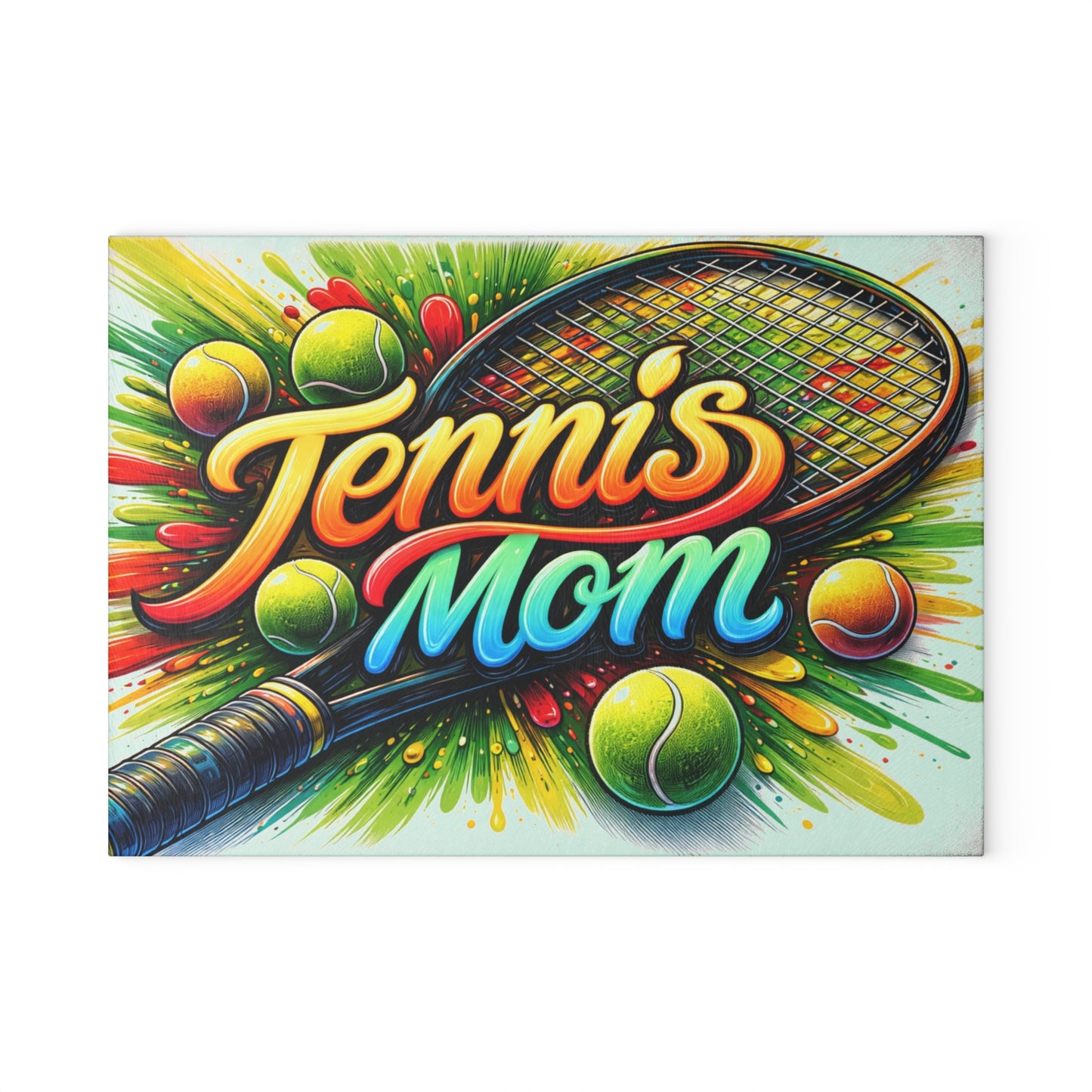 Tennis Mom Cutting Board – Colorful Splash for Your Kitchen