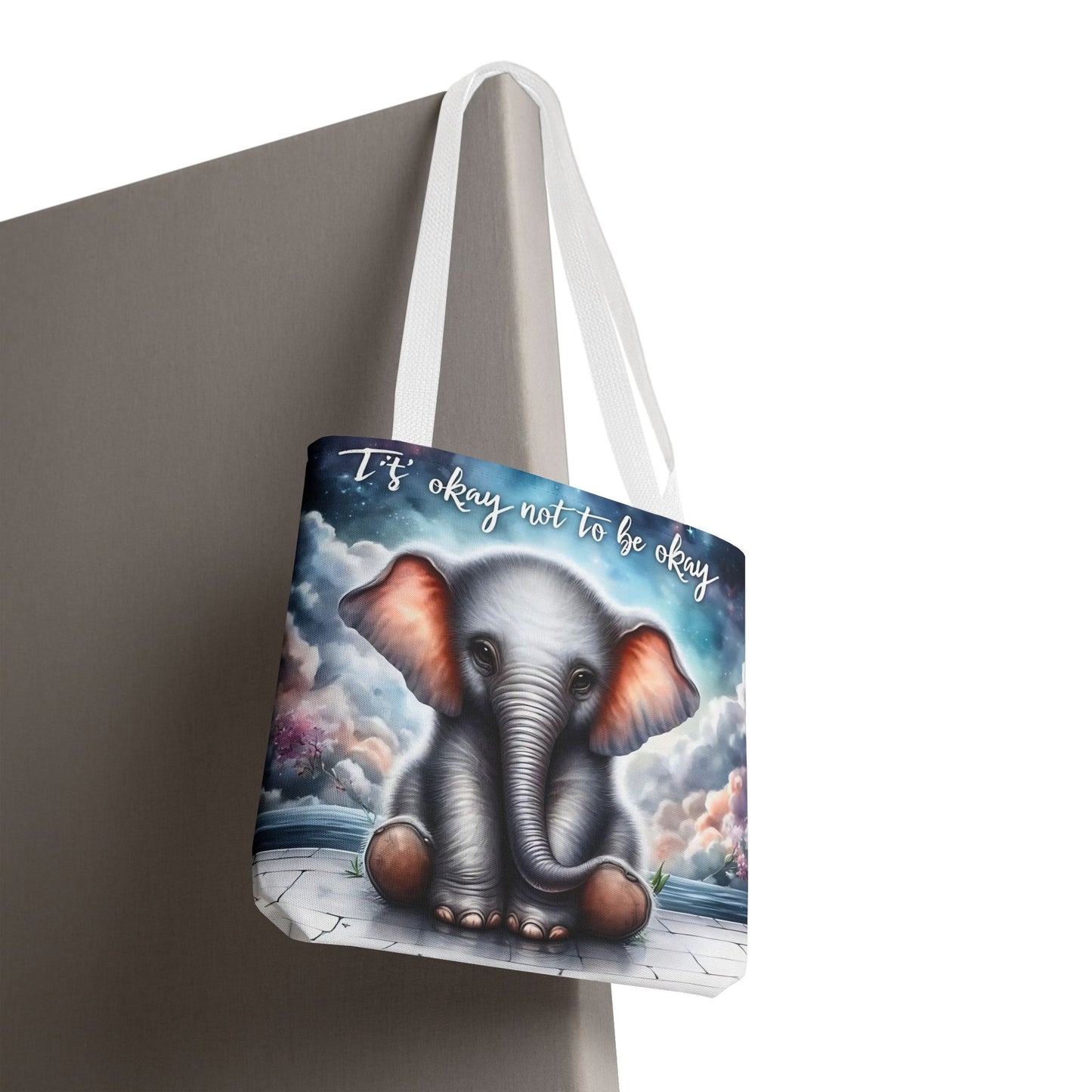 Bolsa de mano con elefante “Está bien no estar bien”: un suave recordatorio con un diseño delicado y caprichoso.