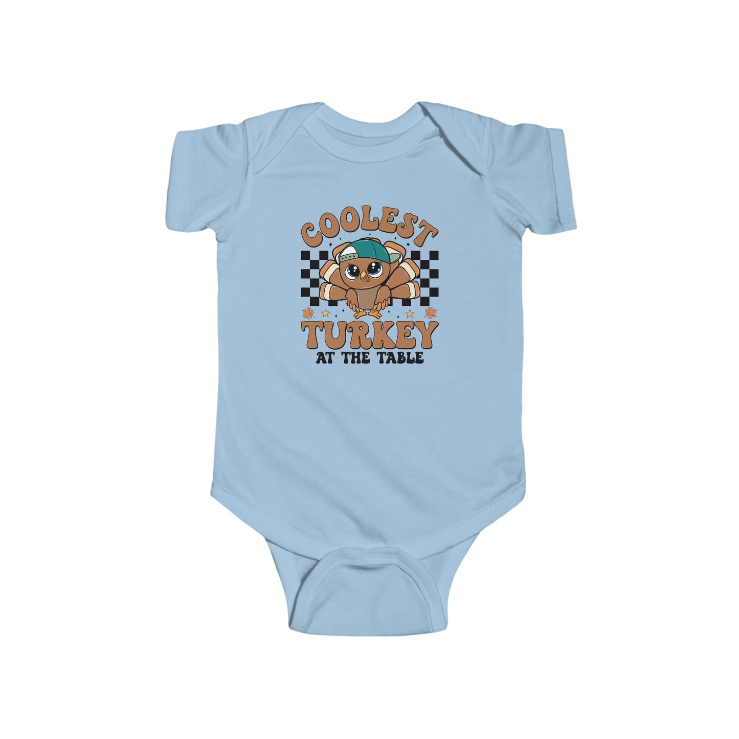 Coolest Turkey at the Table Baby Onesie – Fun Little Foodie Outfit 🦃😎