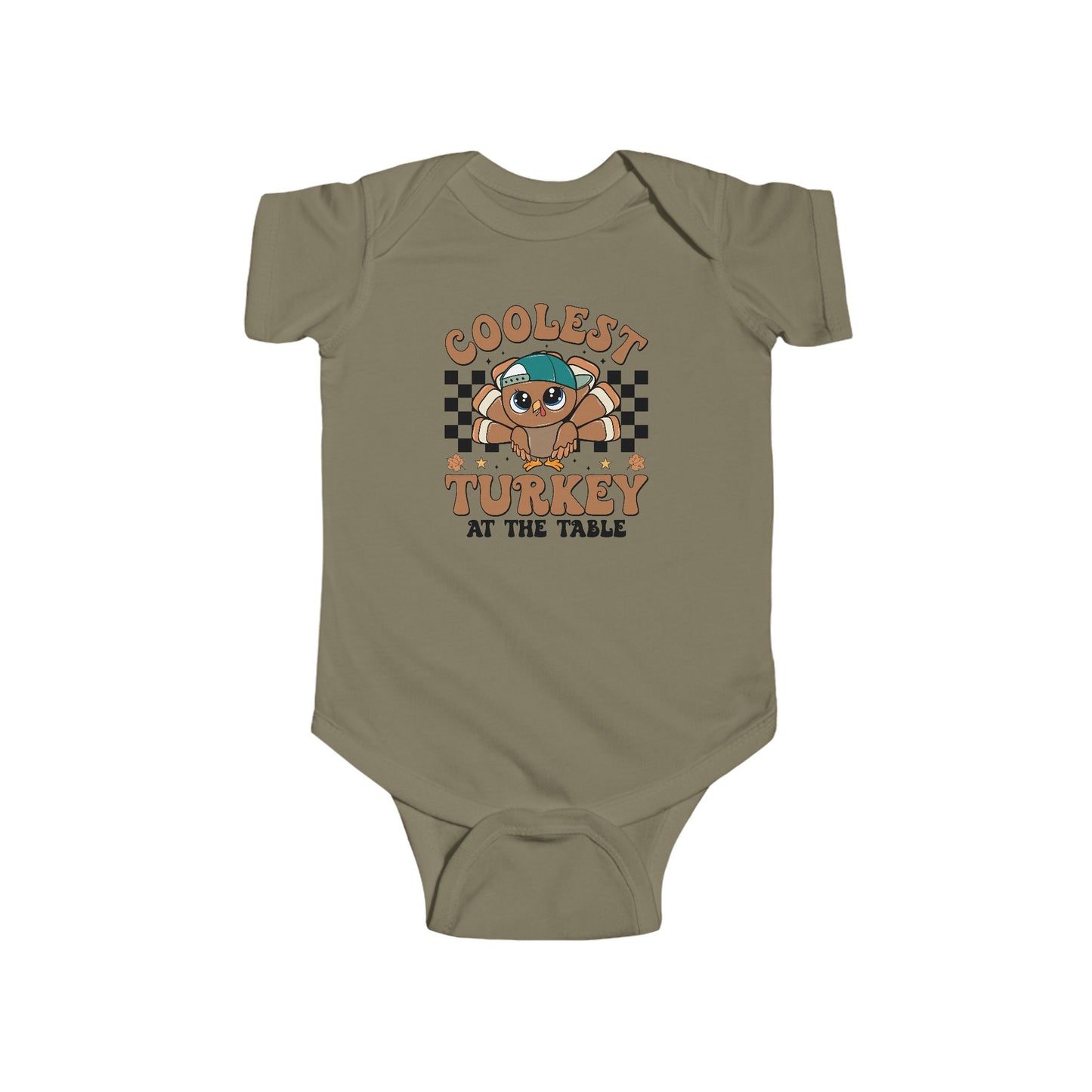 Coolest Turkey at the Table Baby Onesie – Fun Little Foodie Outfit 🦃😎