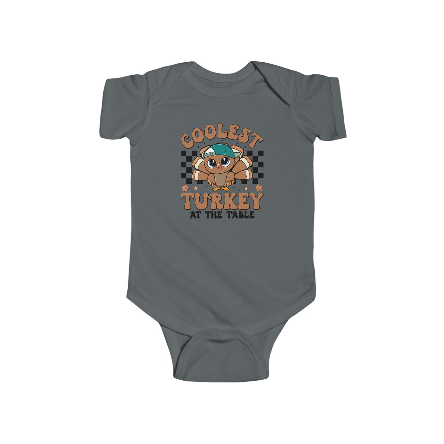 Coolest Turkey at the Table Baby Onesie – Fun Little Foodie Outfit 🦃😎