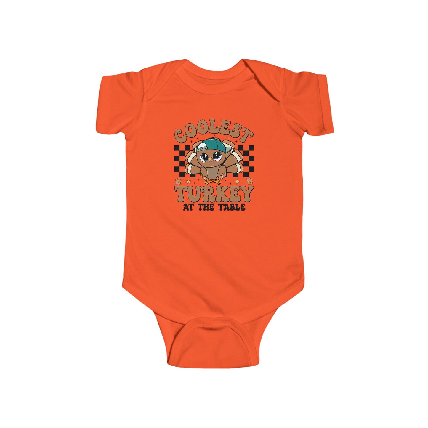 Coolest Turkey at the Table Baby Onesie – Fun Little Foodie Outfit 🦃😎