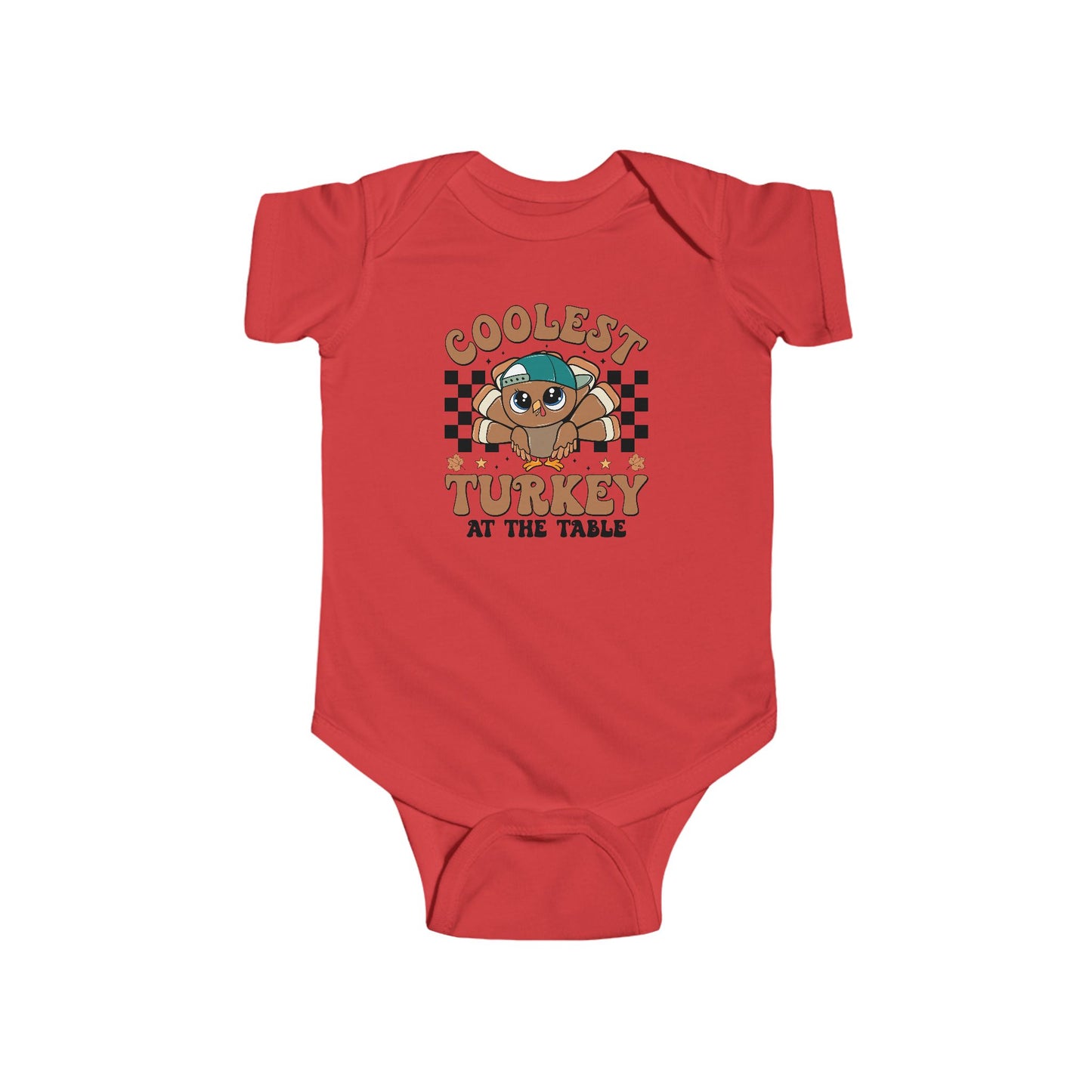Coolest Turkey at the Table Baby Onesie – Fun Little Foodie Outfit 🦃😎