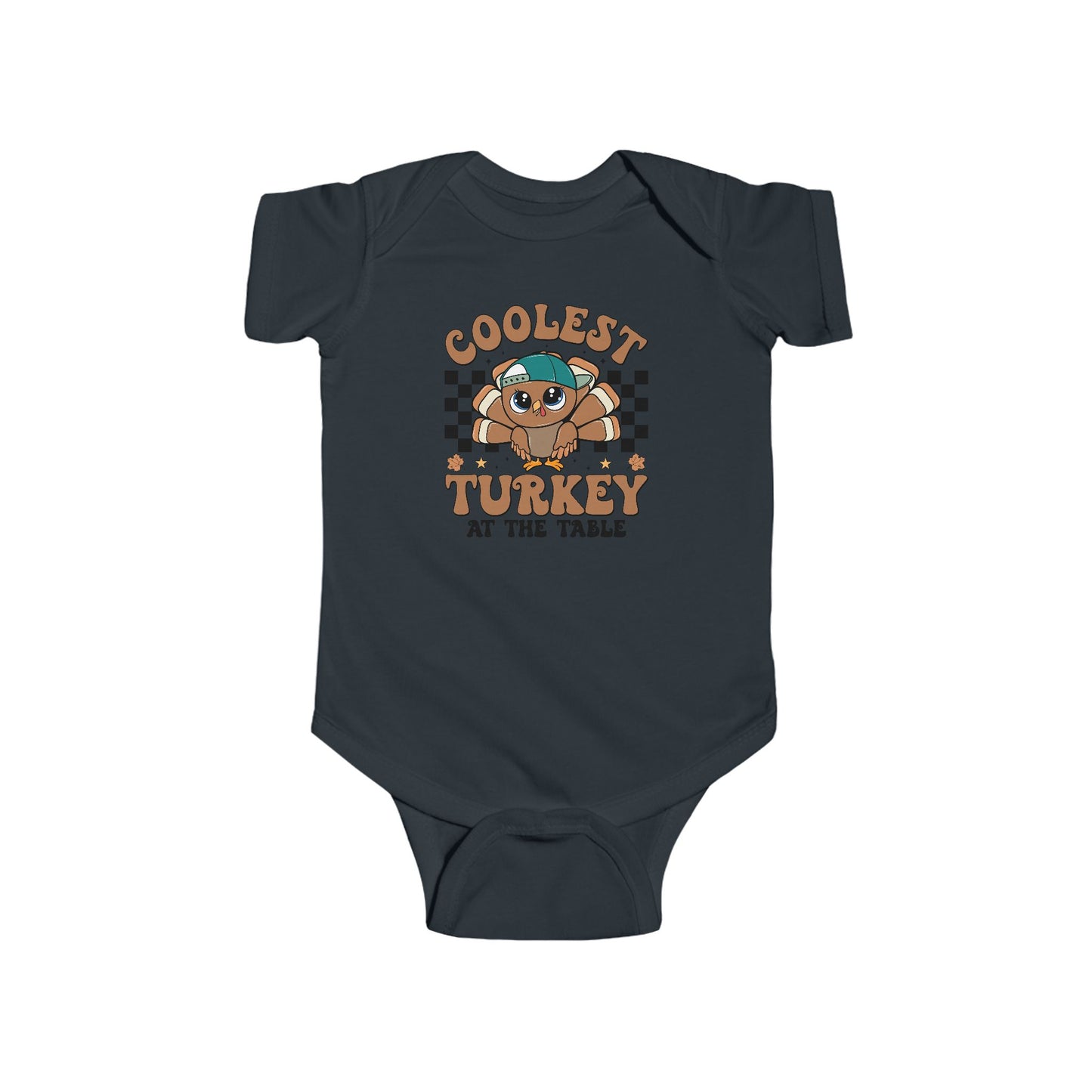 Coolest Turkey at the Table Baby Onesie – Fun Little Foodie Outfit 🦃😎