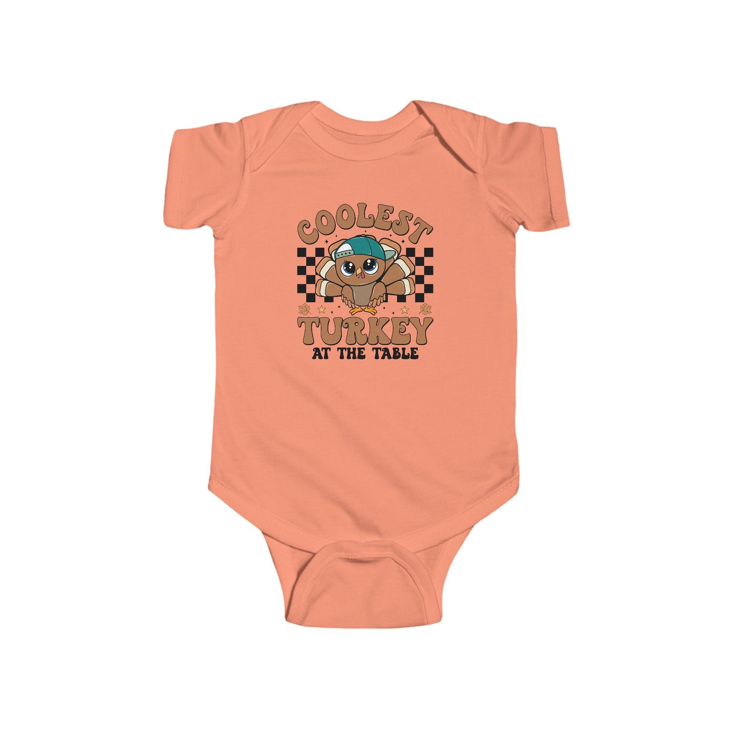 Coolest Turkey at the Table Baby Onesie – Fun Little Foodie Outfit 🦃😎