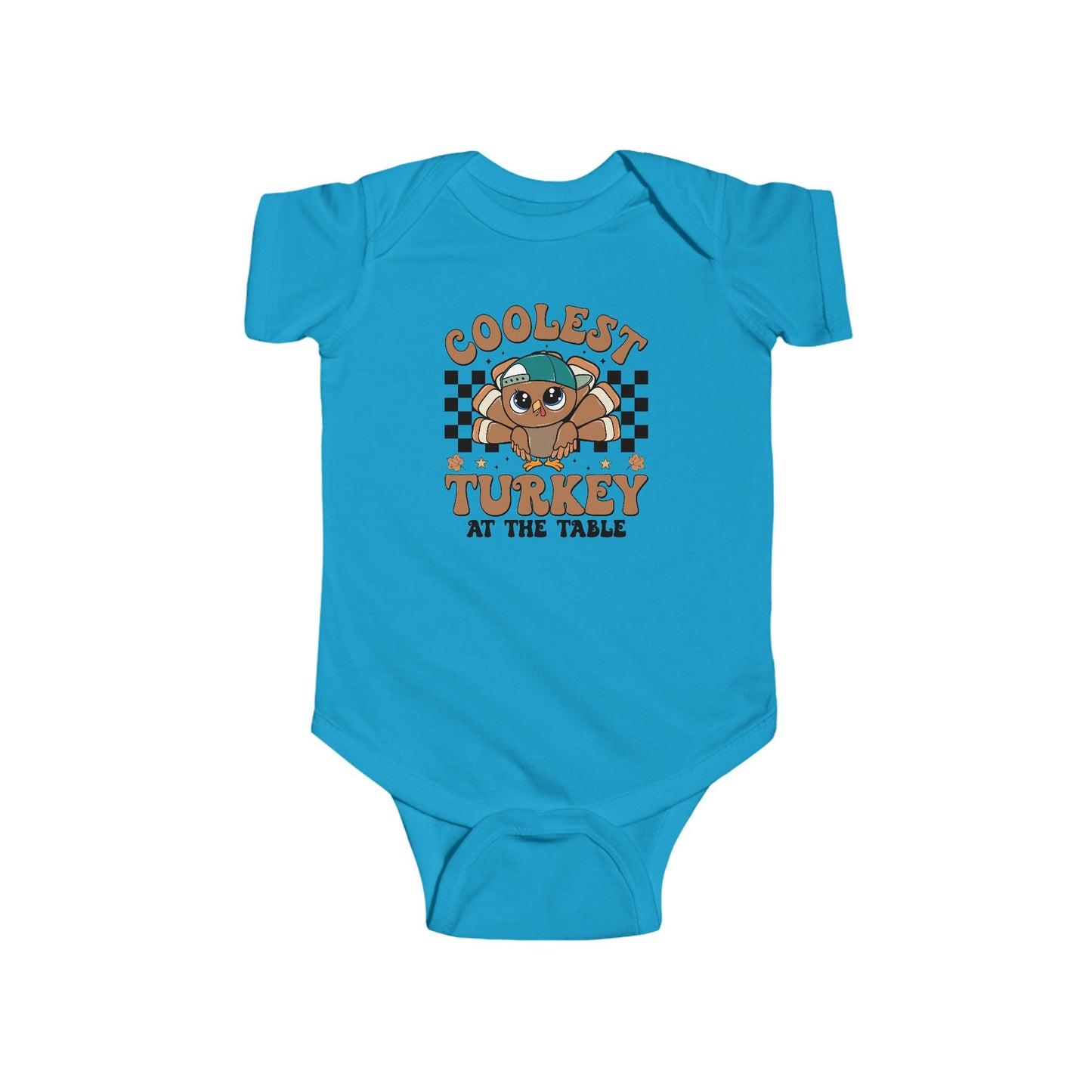 Coolest Turkey at the Table Baby Onesie – Fun Little Foodie Outfit 🦃😎