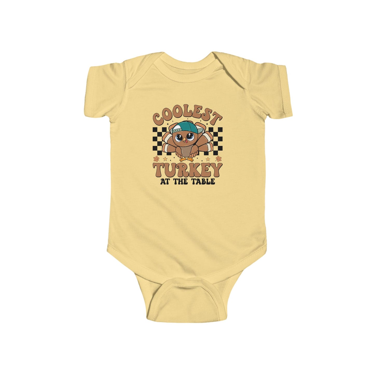 Coolest Turkey at the Table Baby Onesie – Fun Little Foodie Outfit 🦃😎